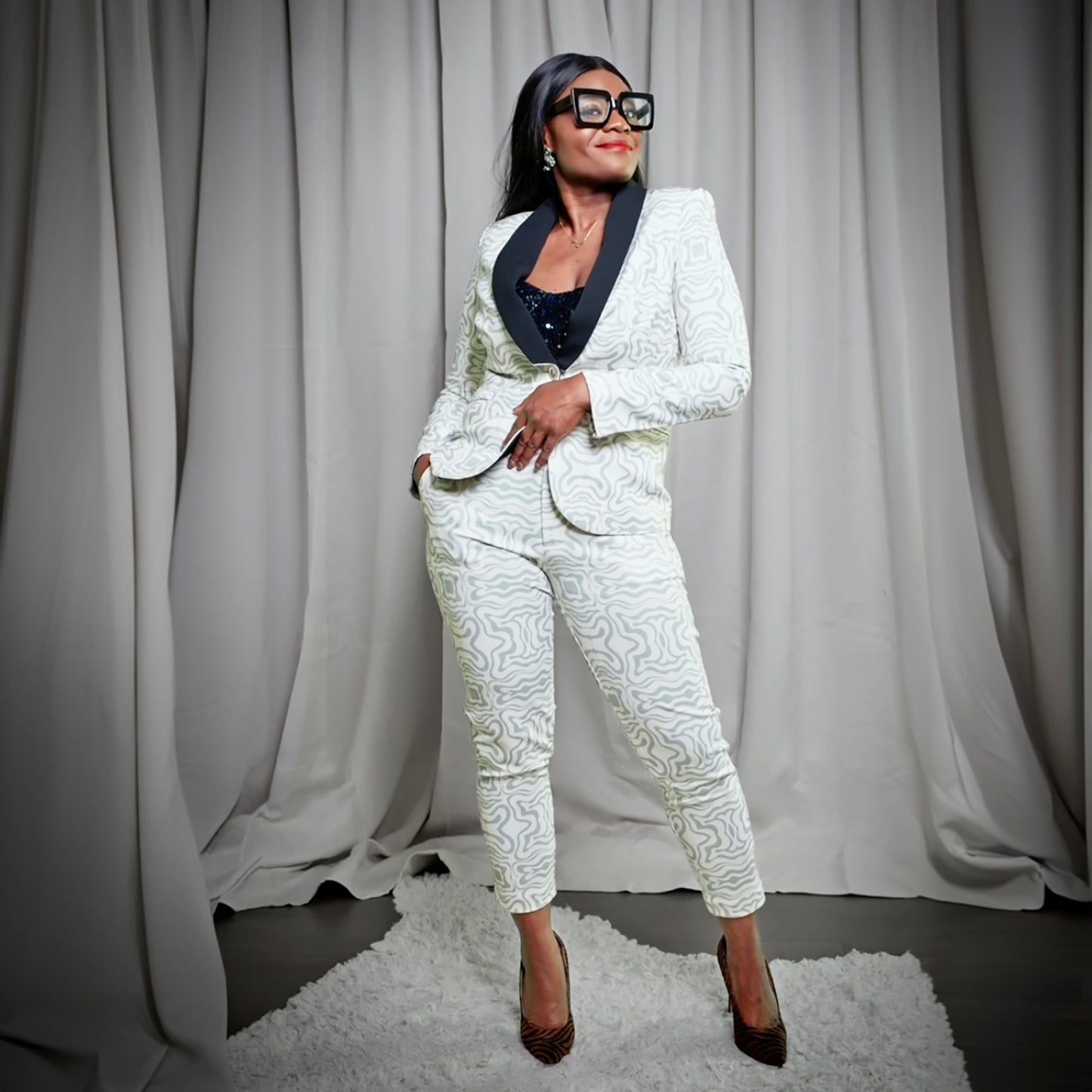 Leggings Suit Pants - Sage Pattern