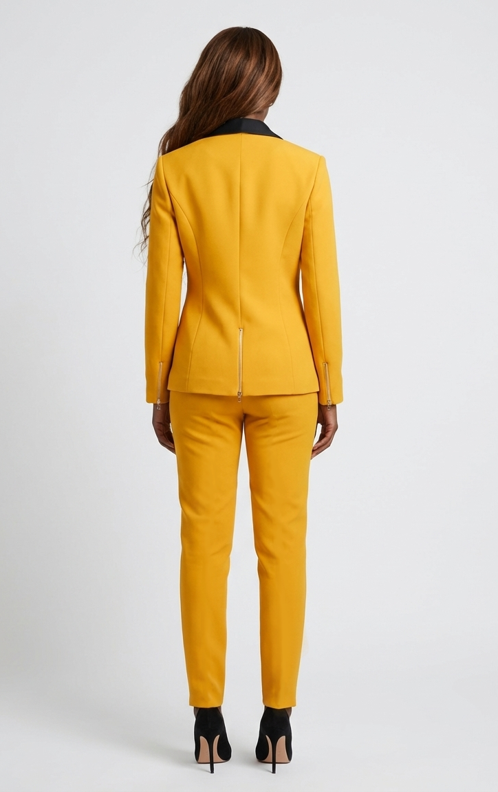 Mustard gold/yellow women’s suit set — Rebellious stretch crepe