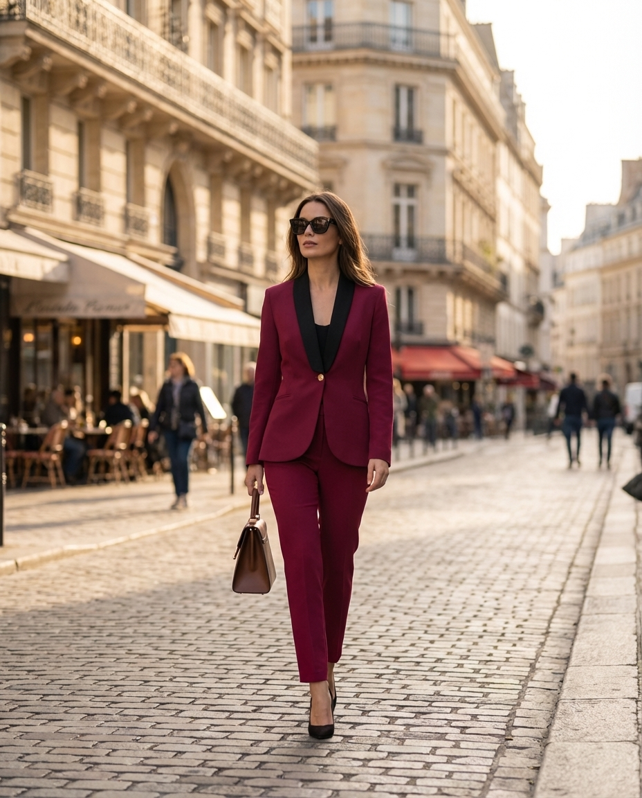Fuchsia Pink women’s suit set — Rebellious tailored crepe