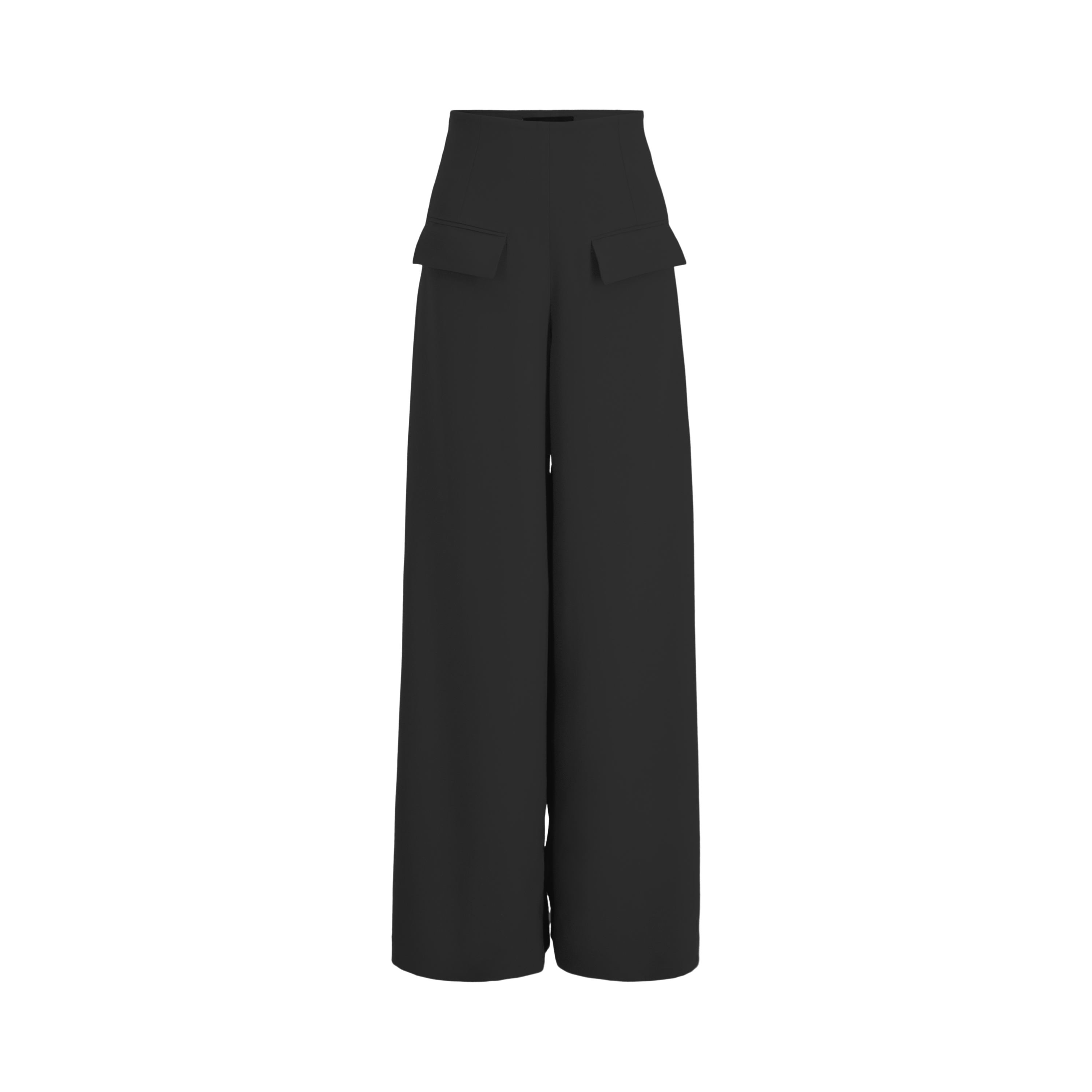 Wide-Leg Stretch Dress Pants — Black