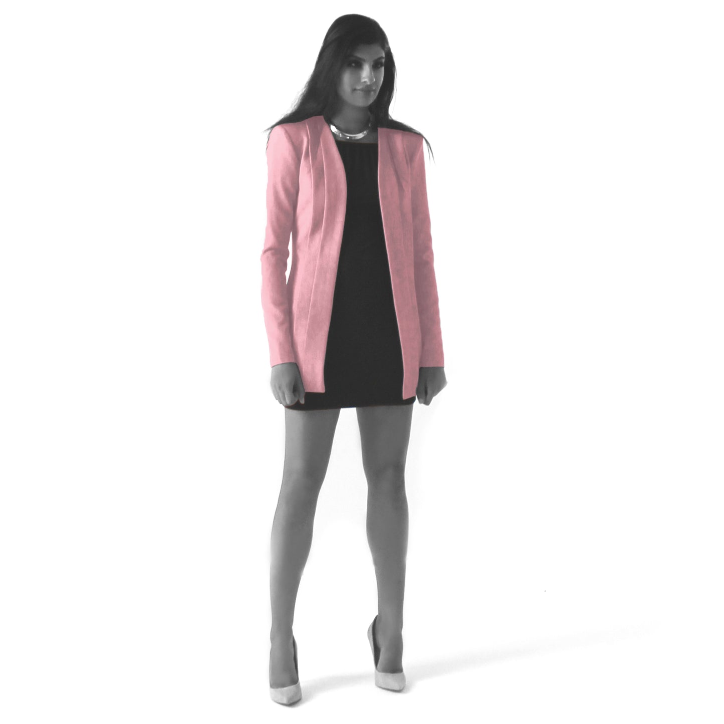 Rebel Stretch Pleated Blazer - Blush