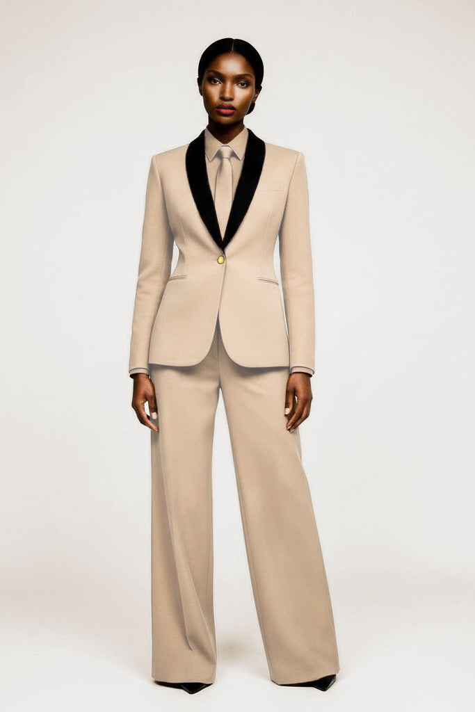 Wide-Leg Dress Pants — Caramel Brown