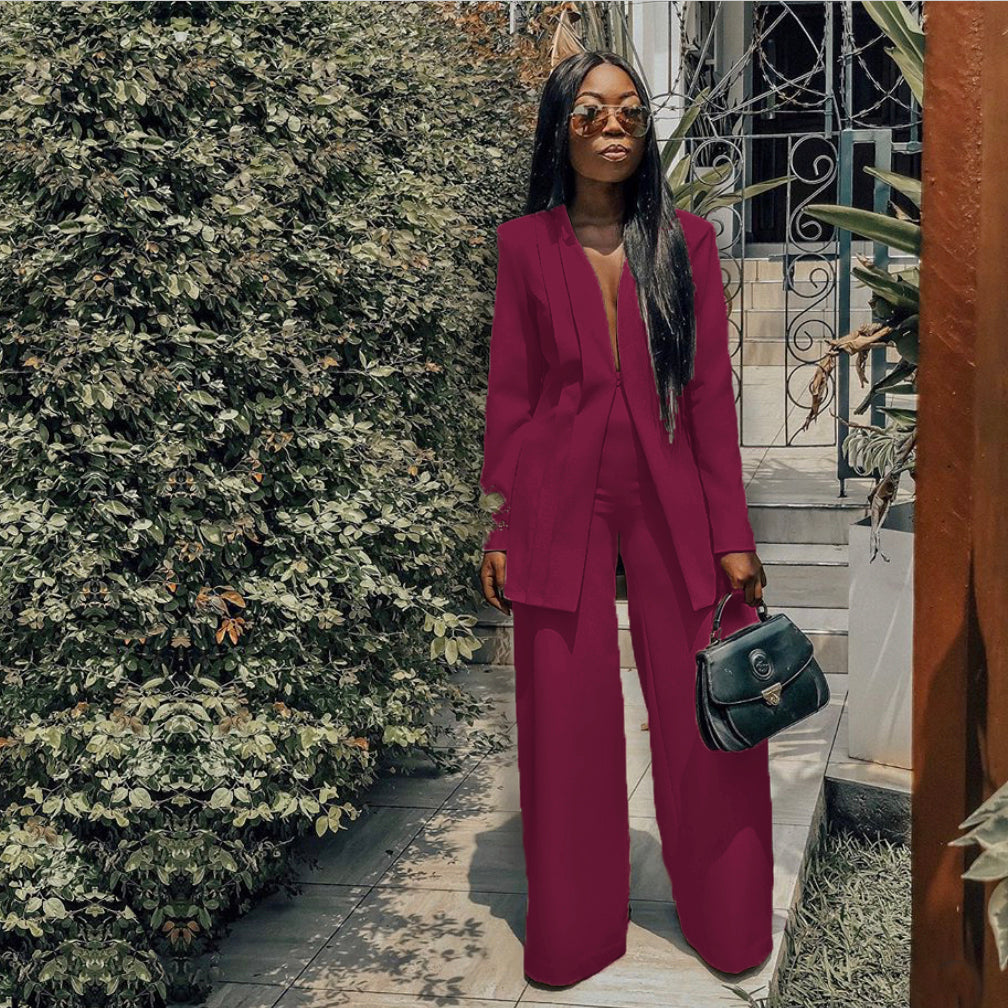 Fuchsia pink/purple dress pants for women — wide-leg