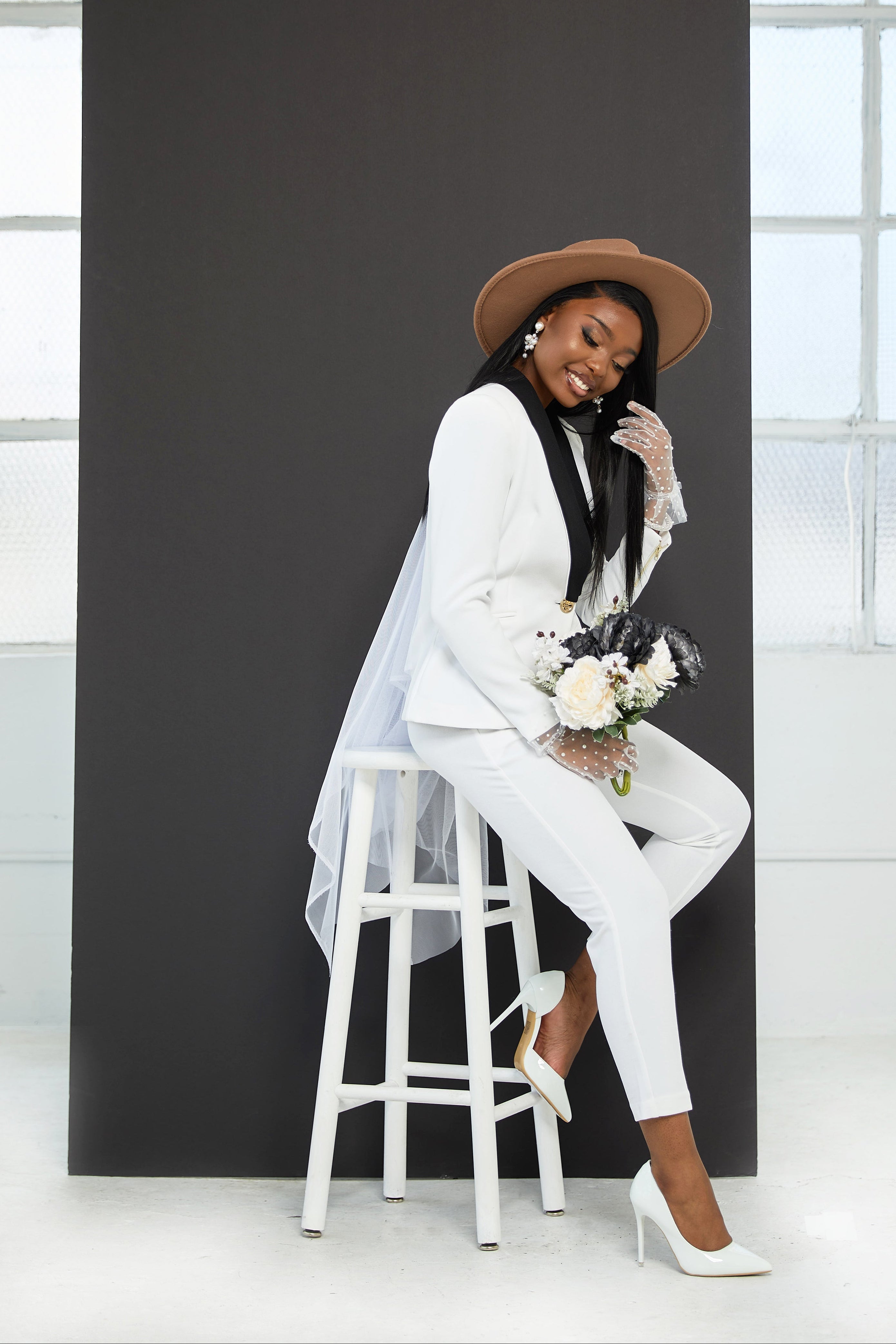 White women’s suit set — Rebellious stretch crepe
