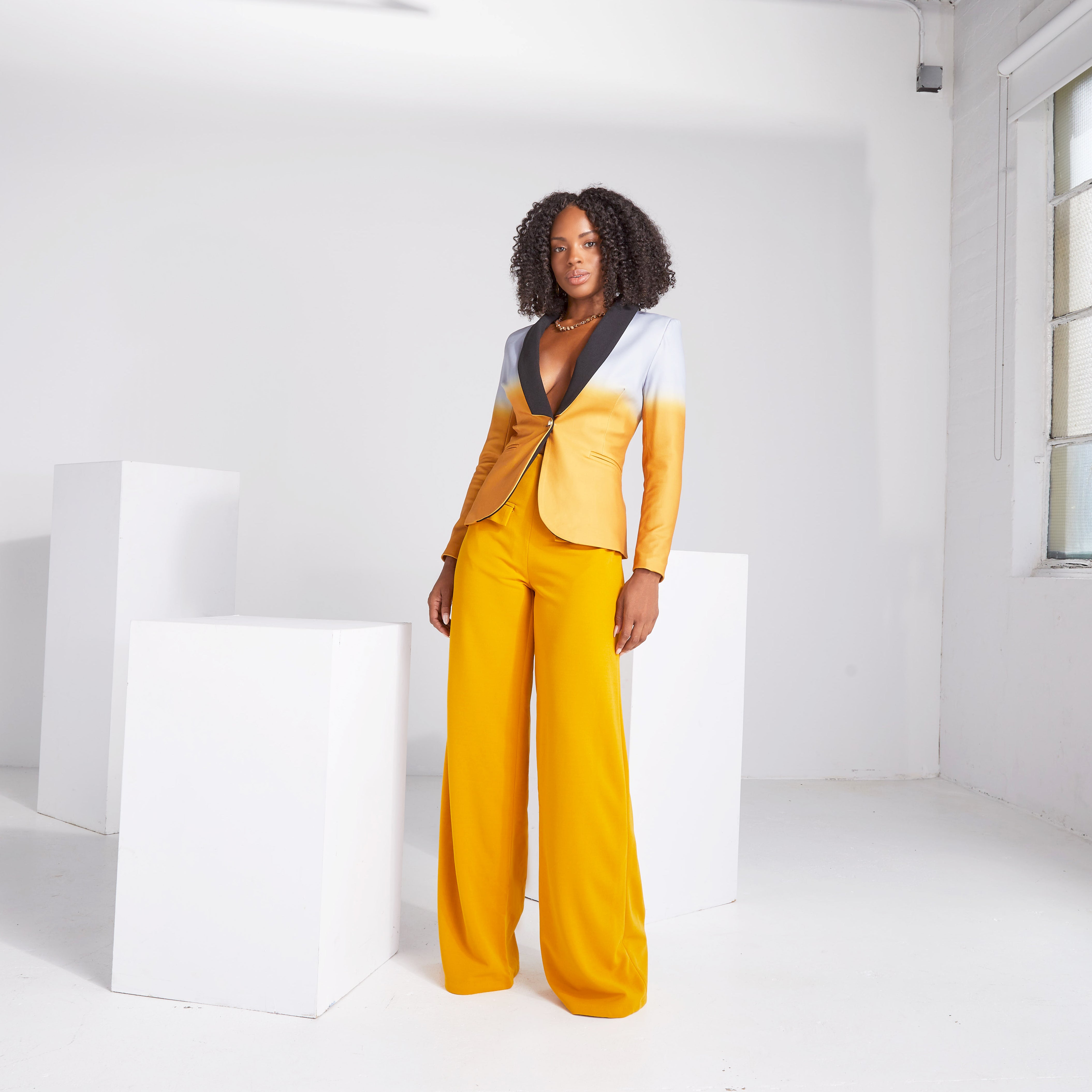 Wide-leg dress pants — Mustard gold/yellow