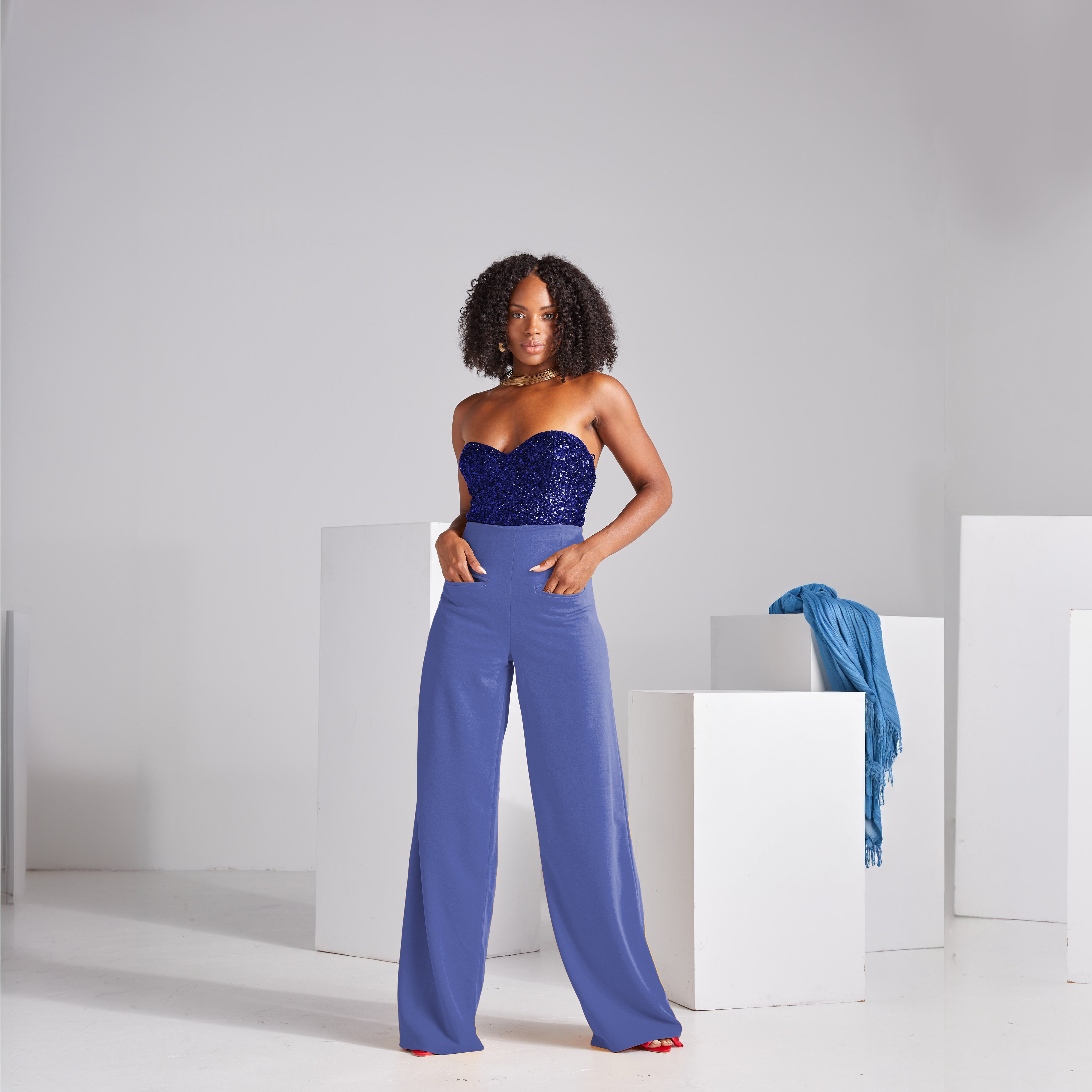 Wide-leg dress pants — Ocean blue