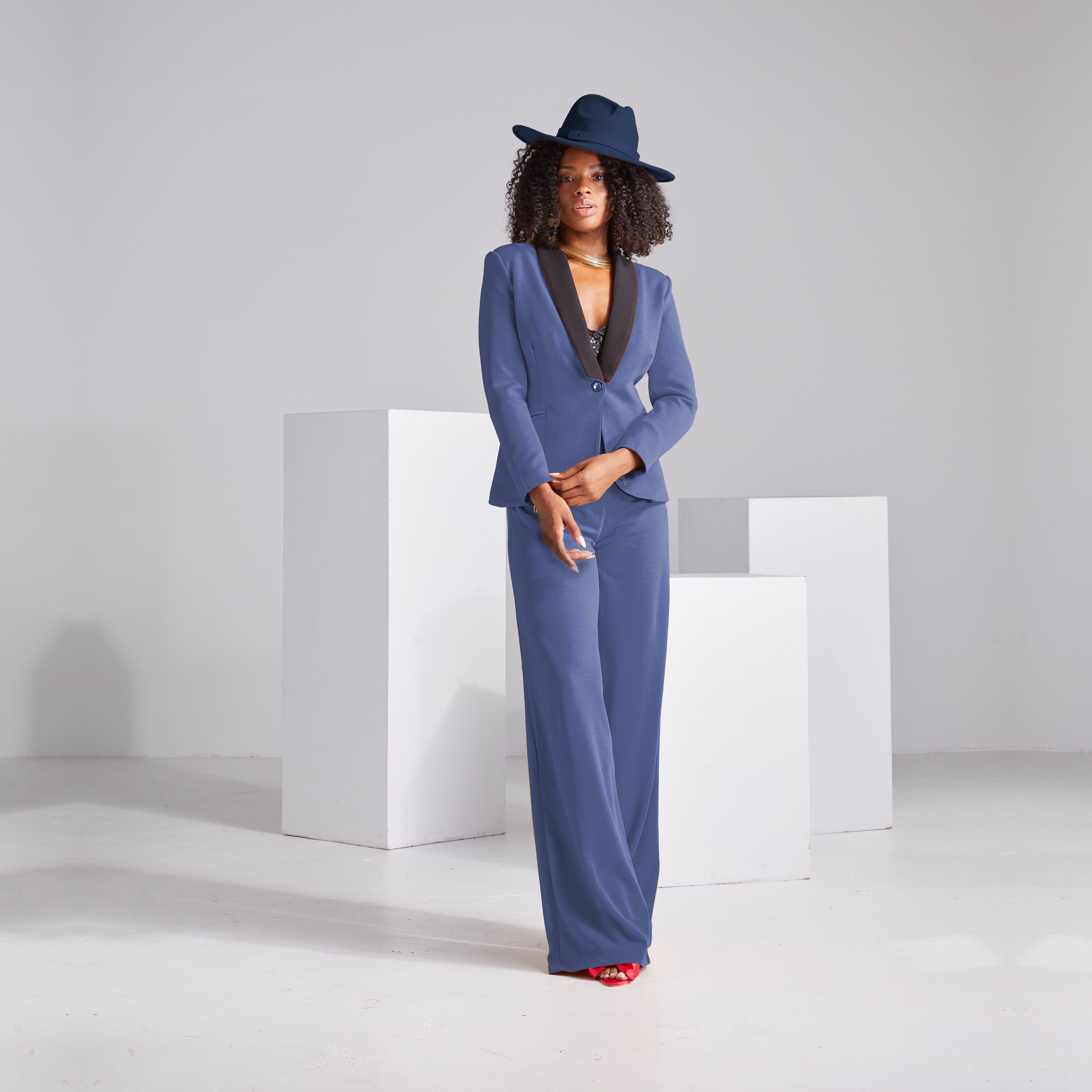 Wide-leg dress pants — Ocean blue