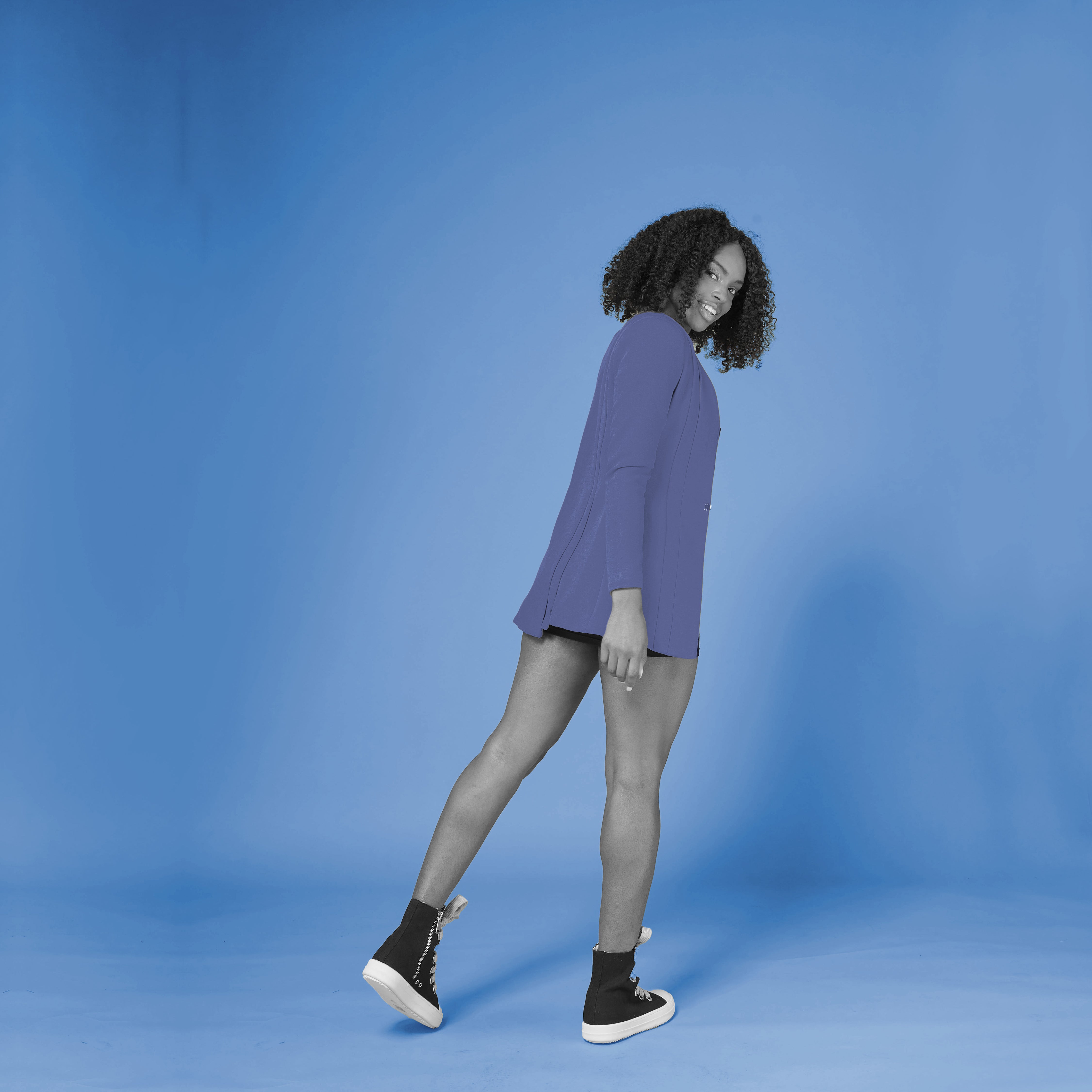 Ocean Blue Pleated Women's Blazer I Rebel