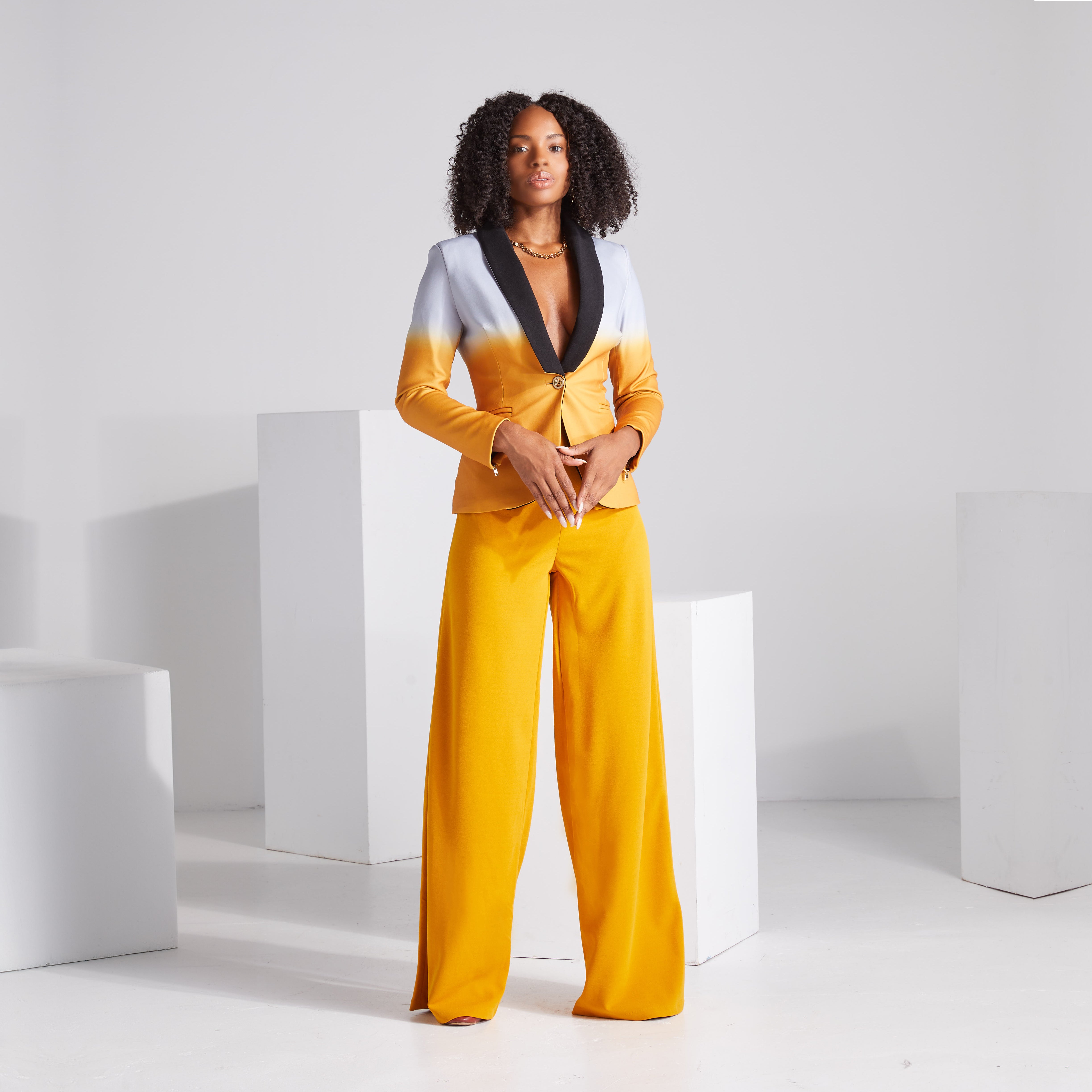 Wide-leg dress pants — Mustard gold/yellow