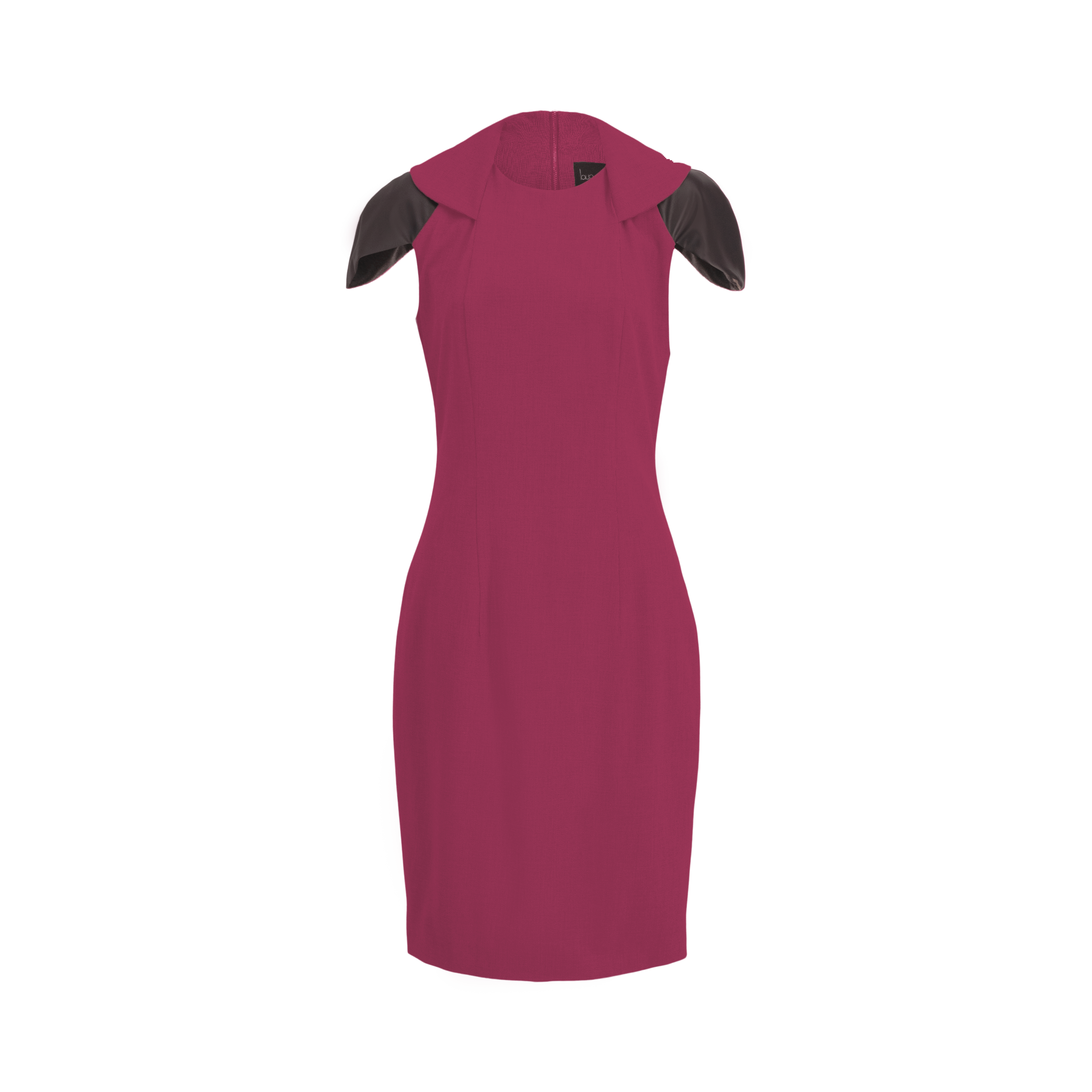 Zip Collar Fuchsia Pink Purple Stretch Midi Dress