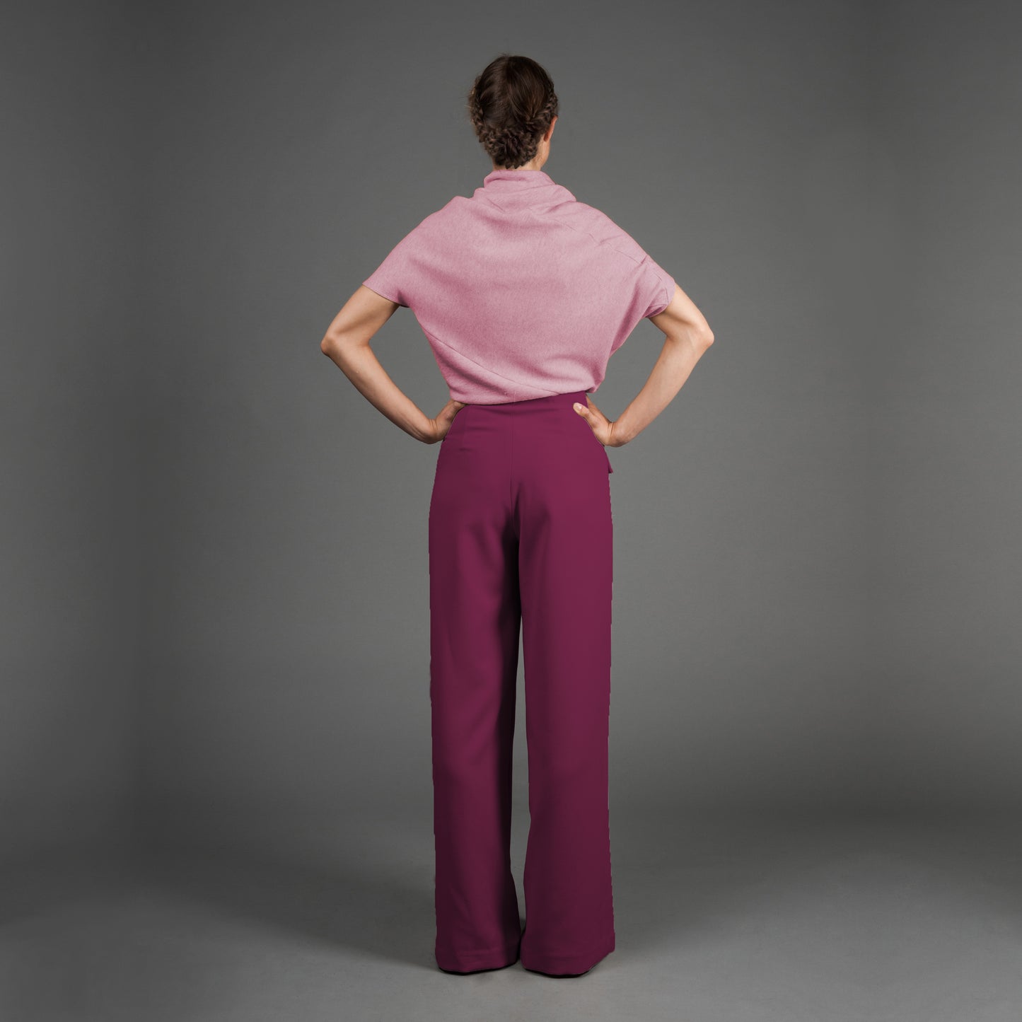 Wide Leg Stretch Pants - Fuchsia