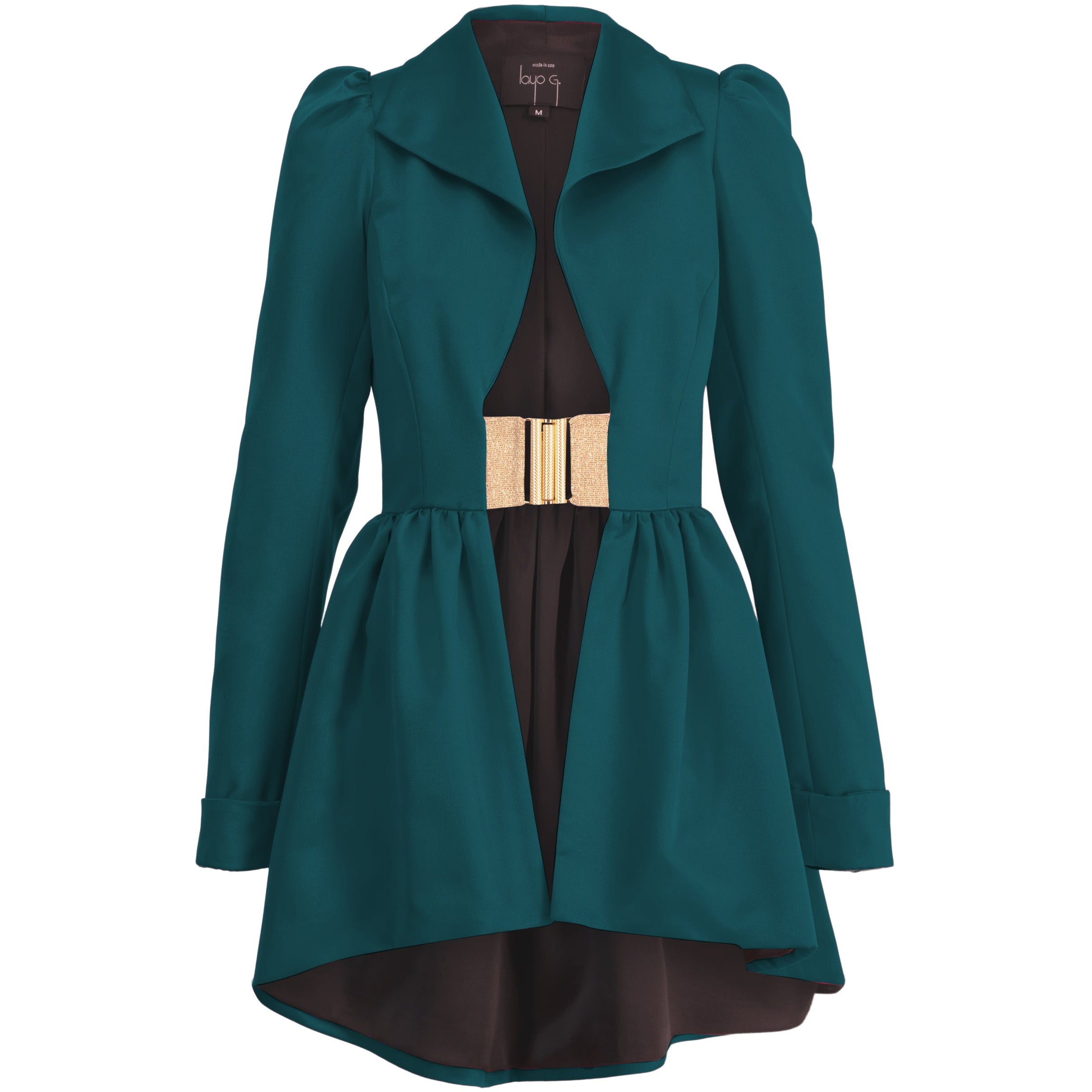 Flared Collar Jacket Dress - Teal