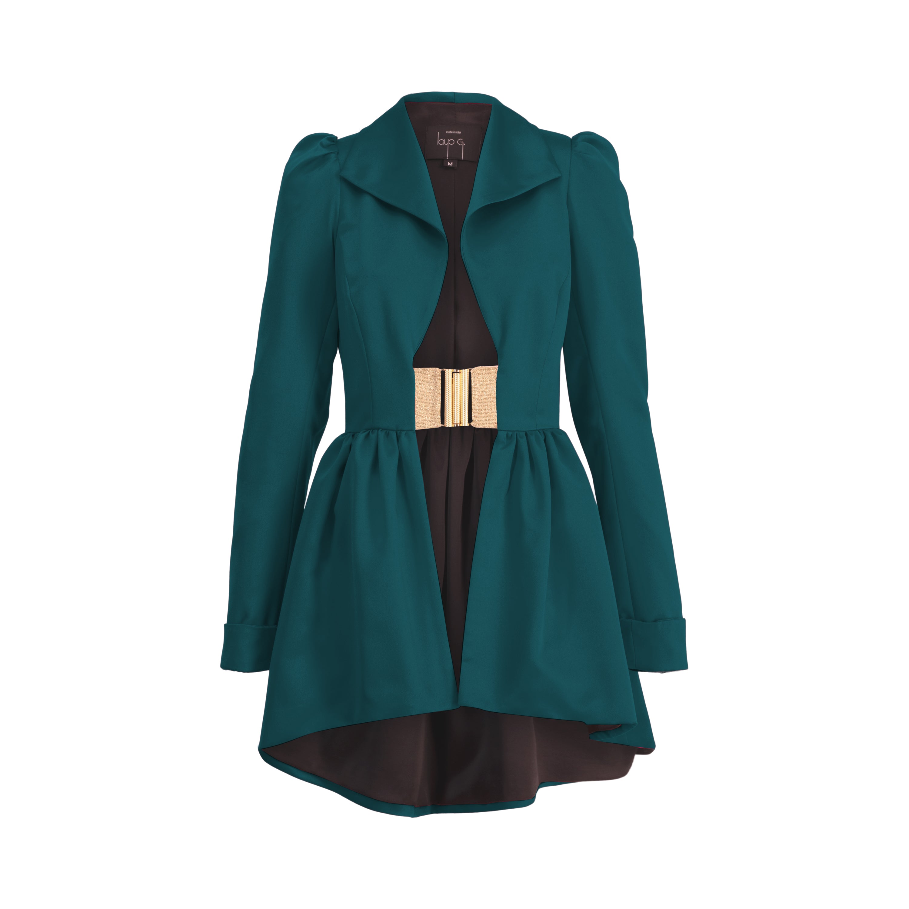 Flared Collar Jacket Dress - Teal