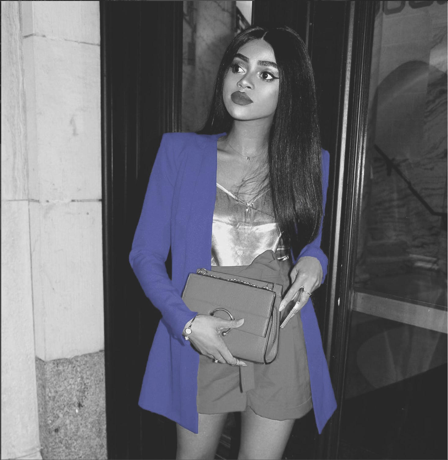 Ocean Blue Pleated Women's Blazer I Rebel