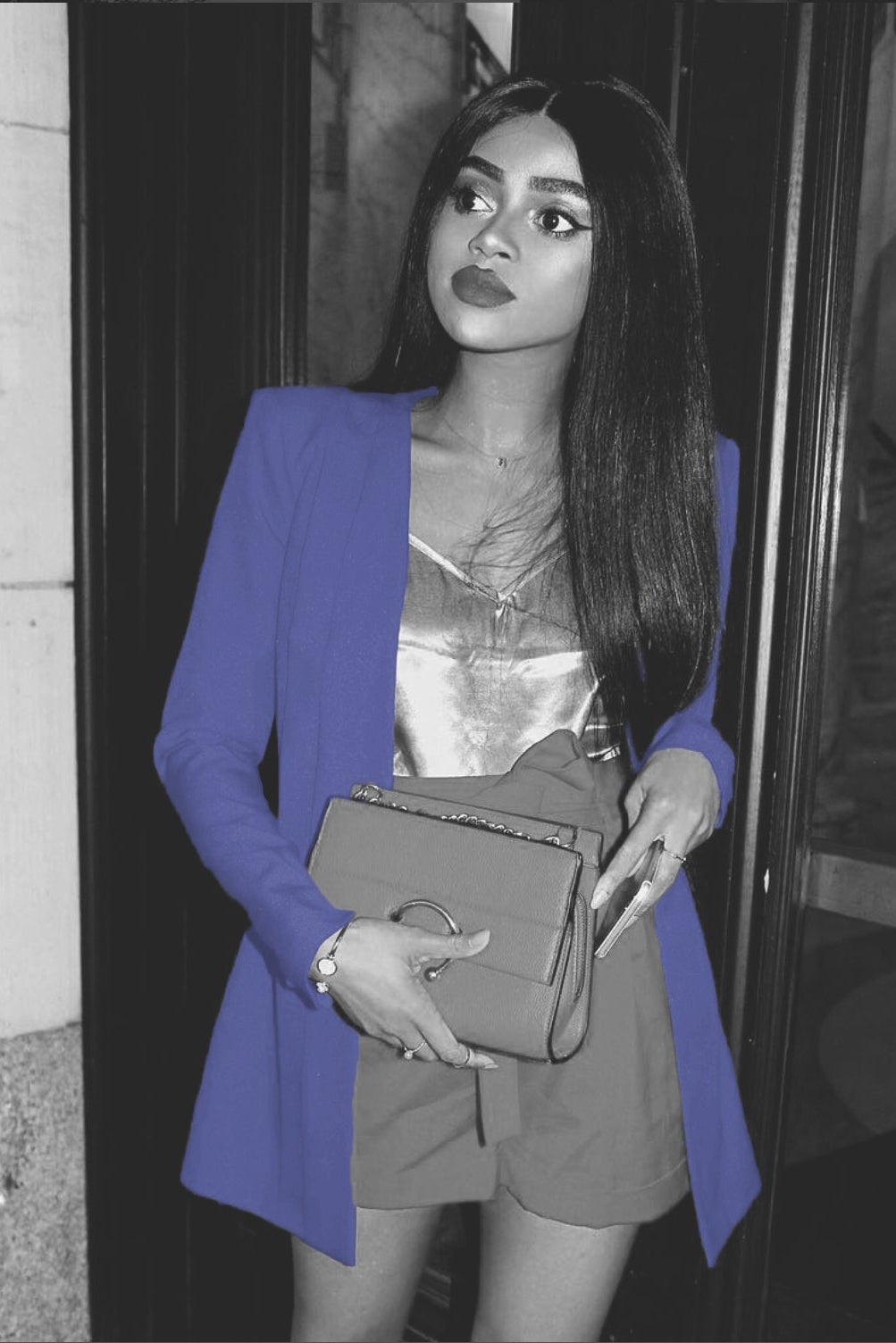 Ocean Blue Pleated Women's Blazer I Rebel