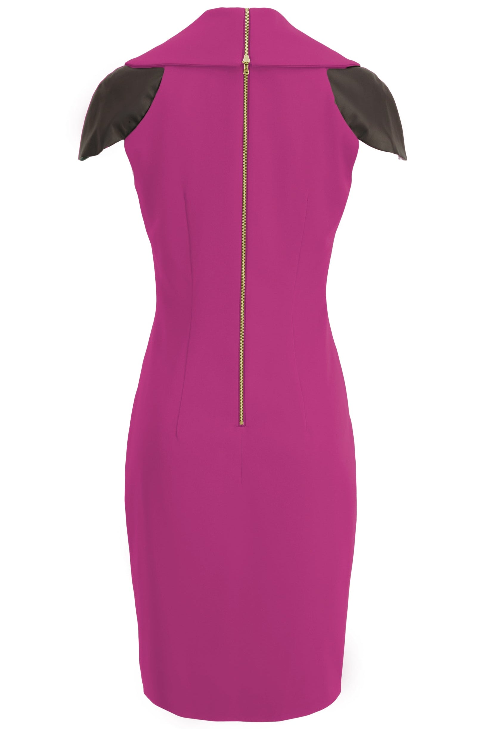 Zip Collar Platinum Pink Stretch Midi Dress