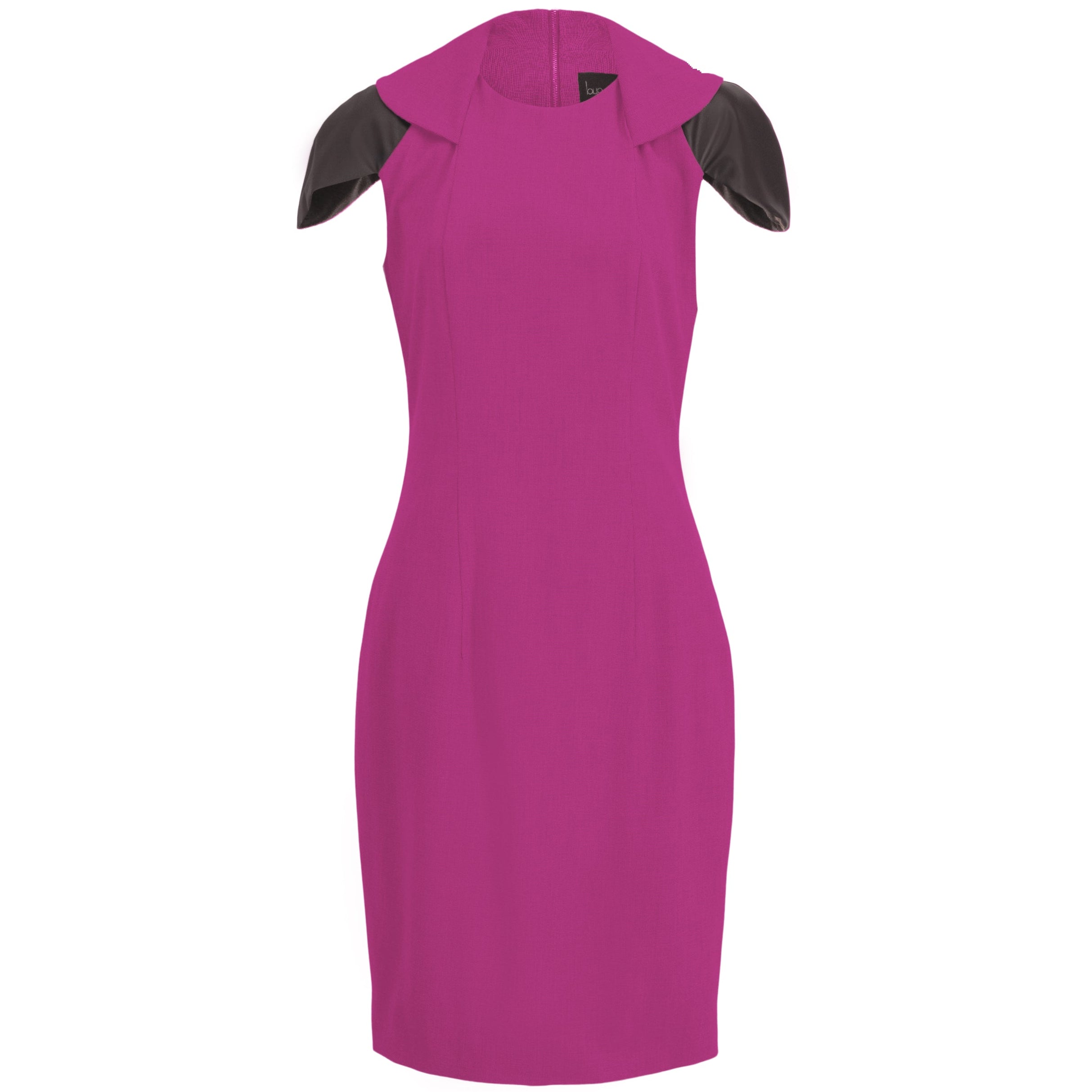 Zip Collar Platinum Pink Stretch Midi Dress