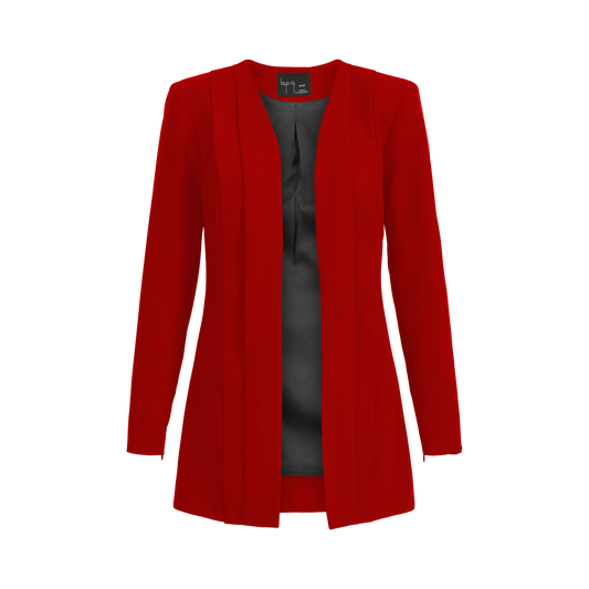 Rebel Stretch Pleated Blazer - Crimson