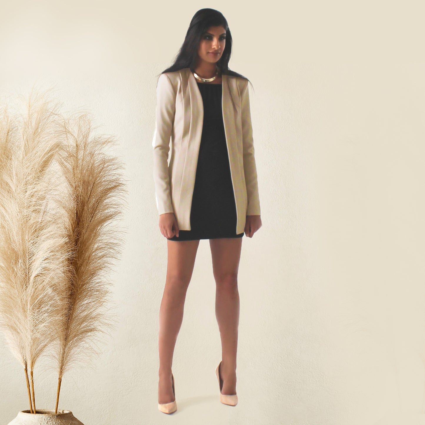 Rebel Stretch Pleated Blazer - Caramel Pop