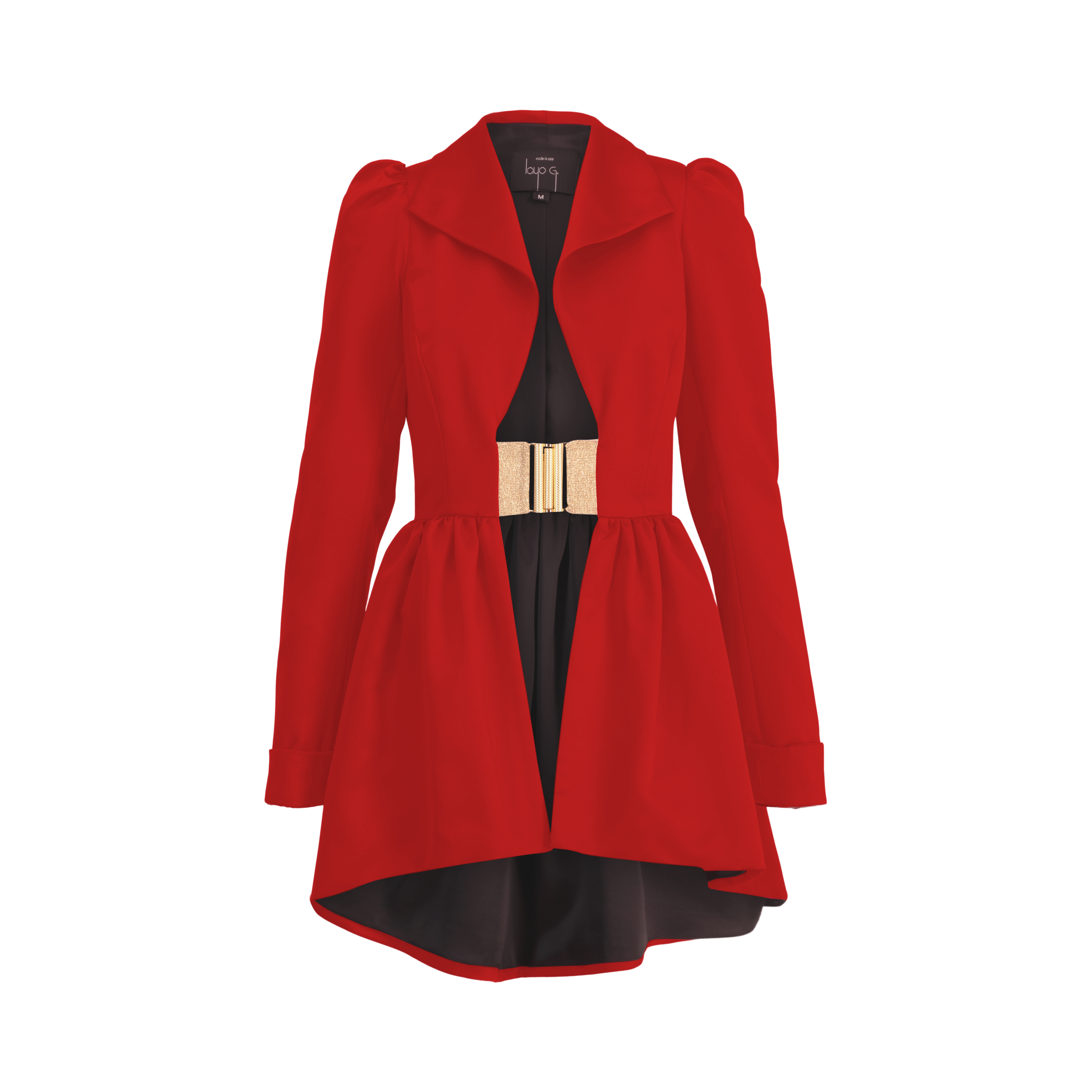 Flared Collar Jacket Dress - Crimson Red