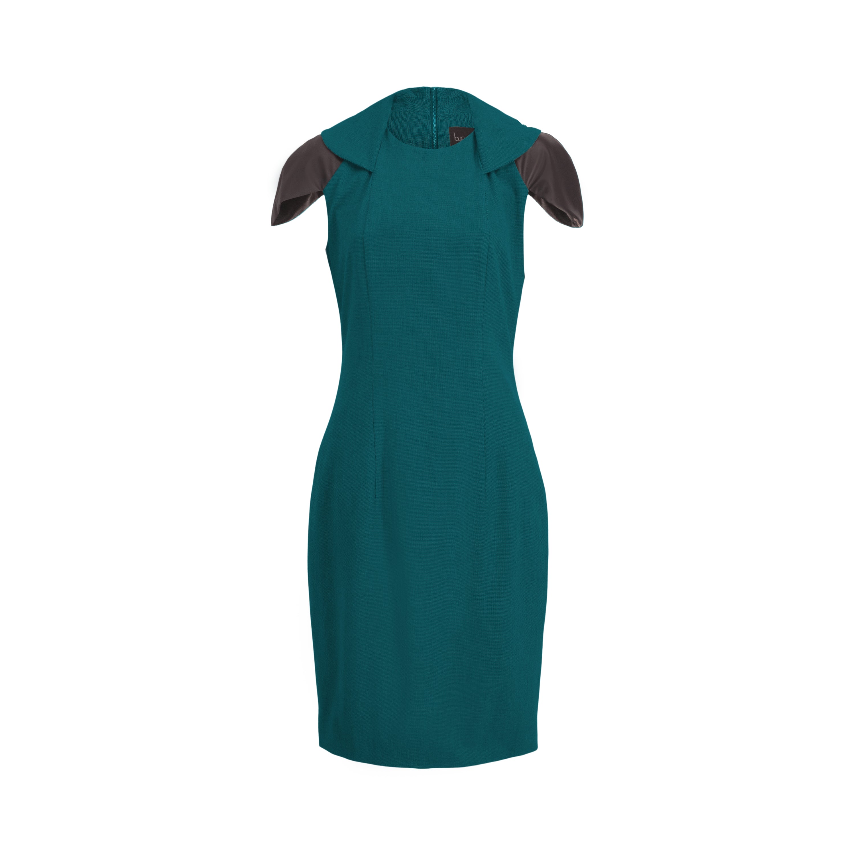 Zip Collar Teal Stretch Midi Dress