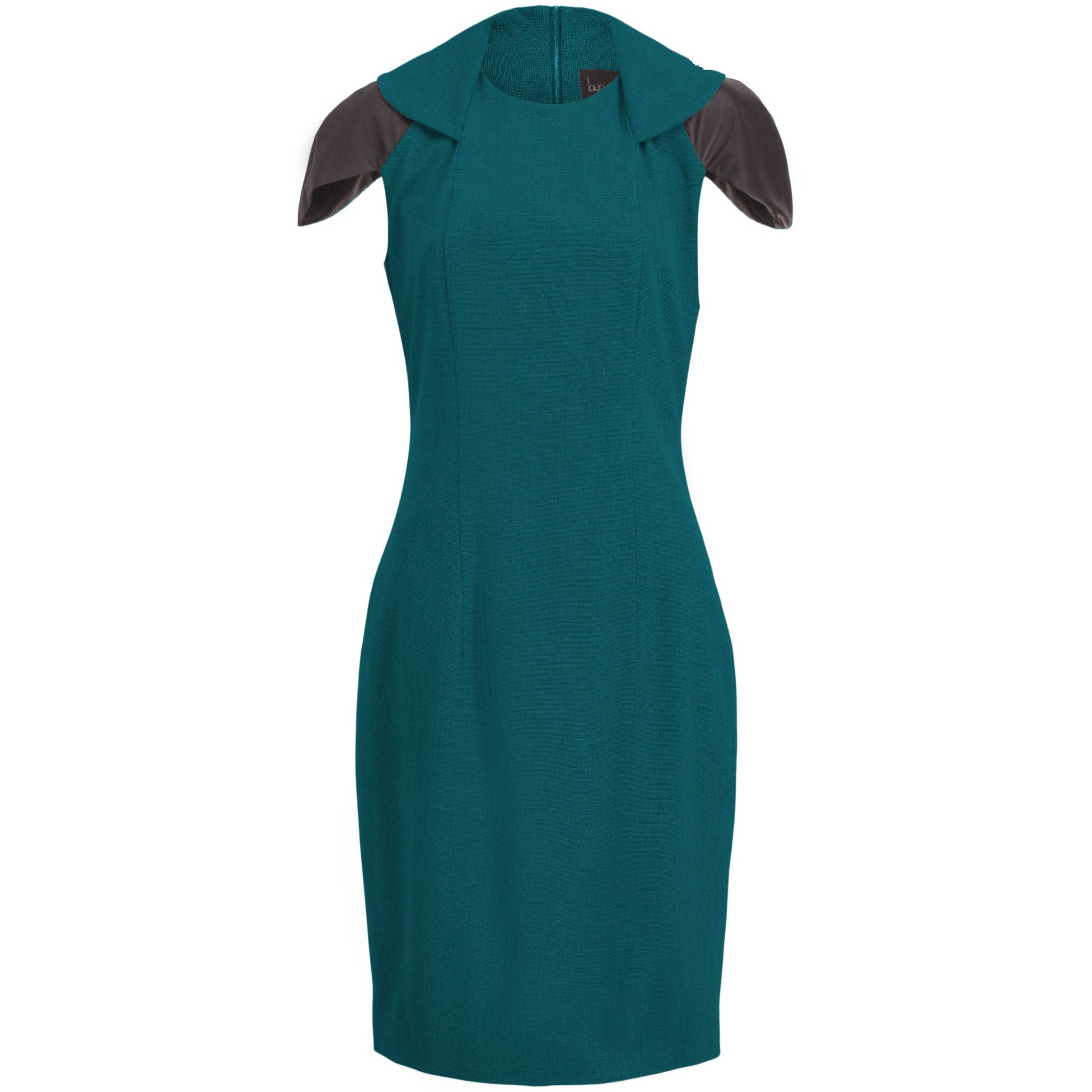 Zip Collar Teal Stretch Midi Dress
