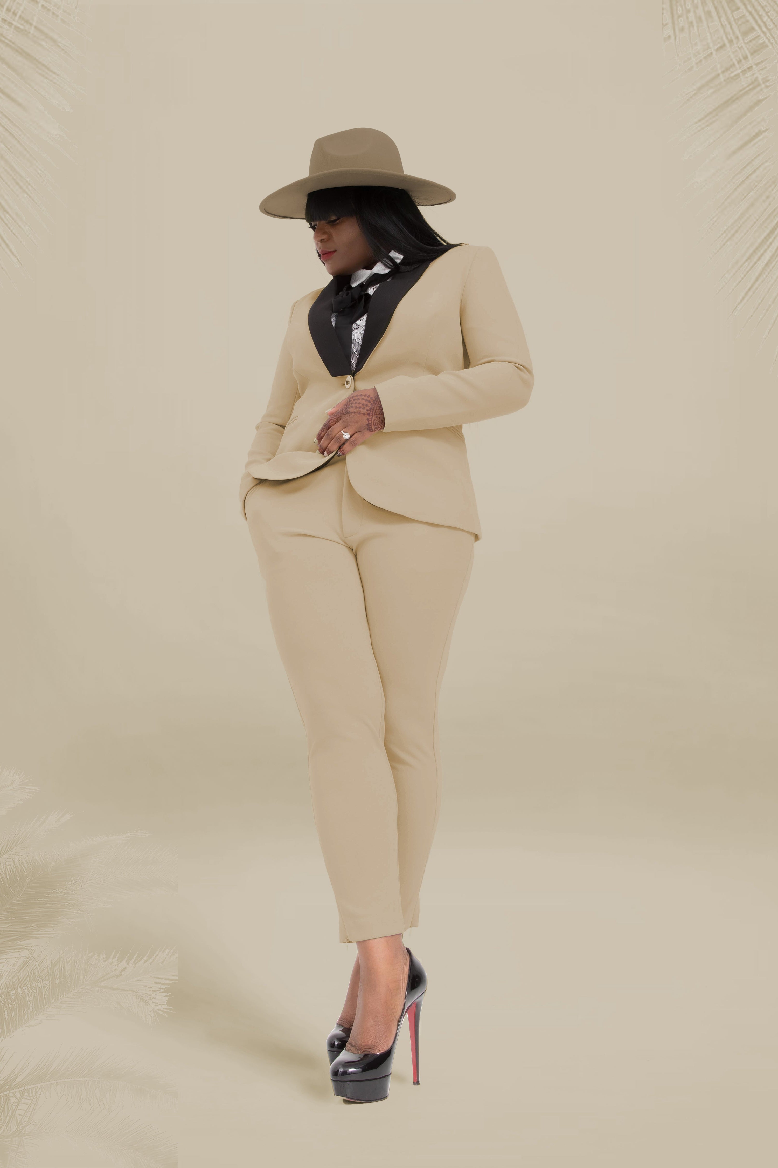 Caramel brown petite dress pants for women — stretch comfort, petite & tall