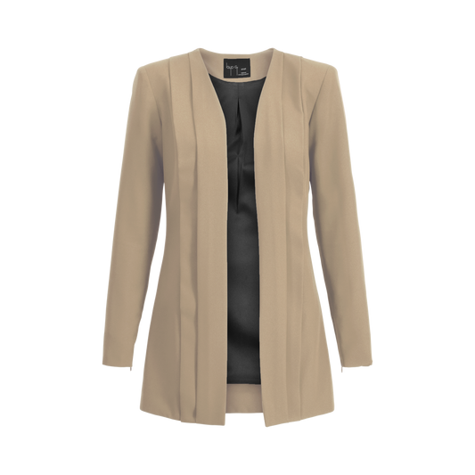 Rebel Stretch Pleated Blazer - Caramel Pop