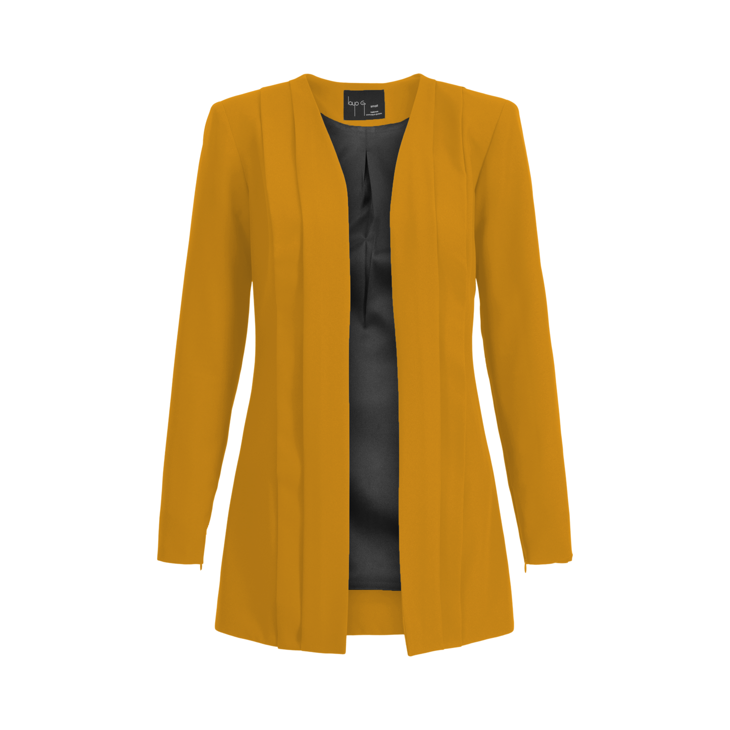 Rebel Stretch Pleated Blazer - Mustard Gold