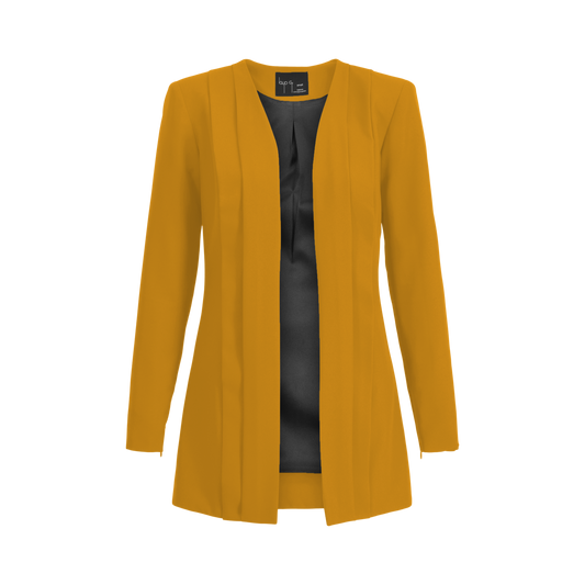 Rebel Stretch Pleated Blazer - Mustard Gold