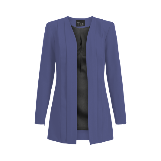 Rebel Stretch Pleated Blazer - Ocean Blue