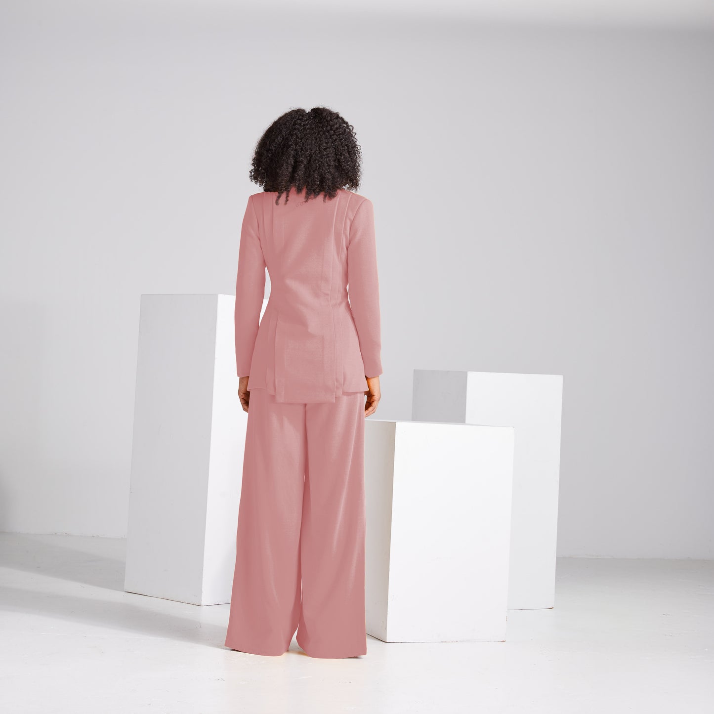 Wide Leg Stretch Pants - Blush