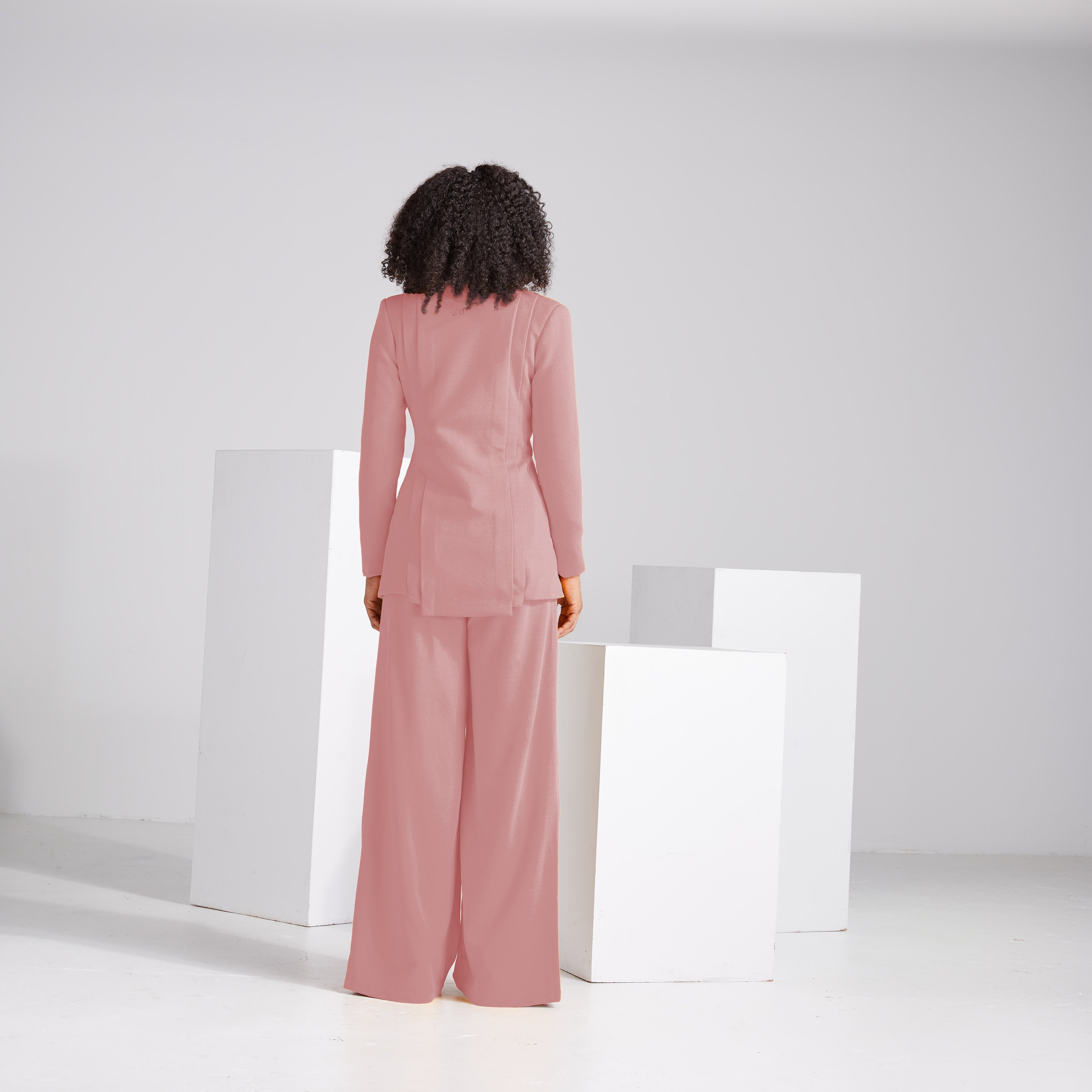 Blush Pink Pleated women’s blazer — Rebel