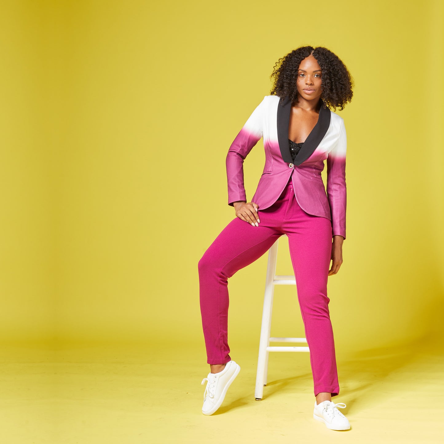 Rebellious Ombre Stretch Blazer - Fuchsia Ombre