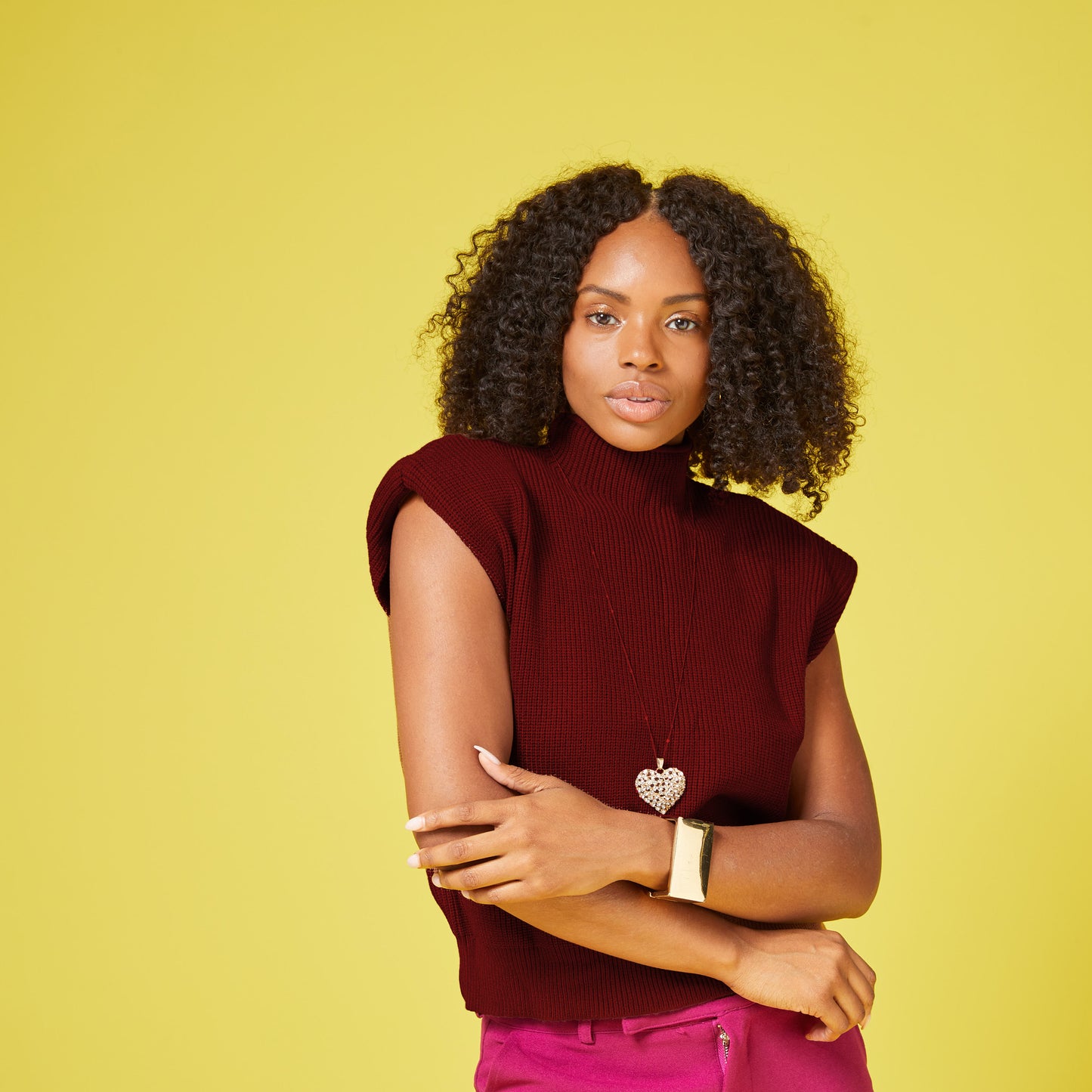 Sleeveless Sweater Top - Burgundy