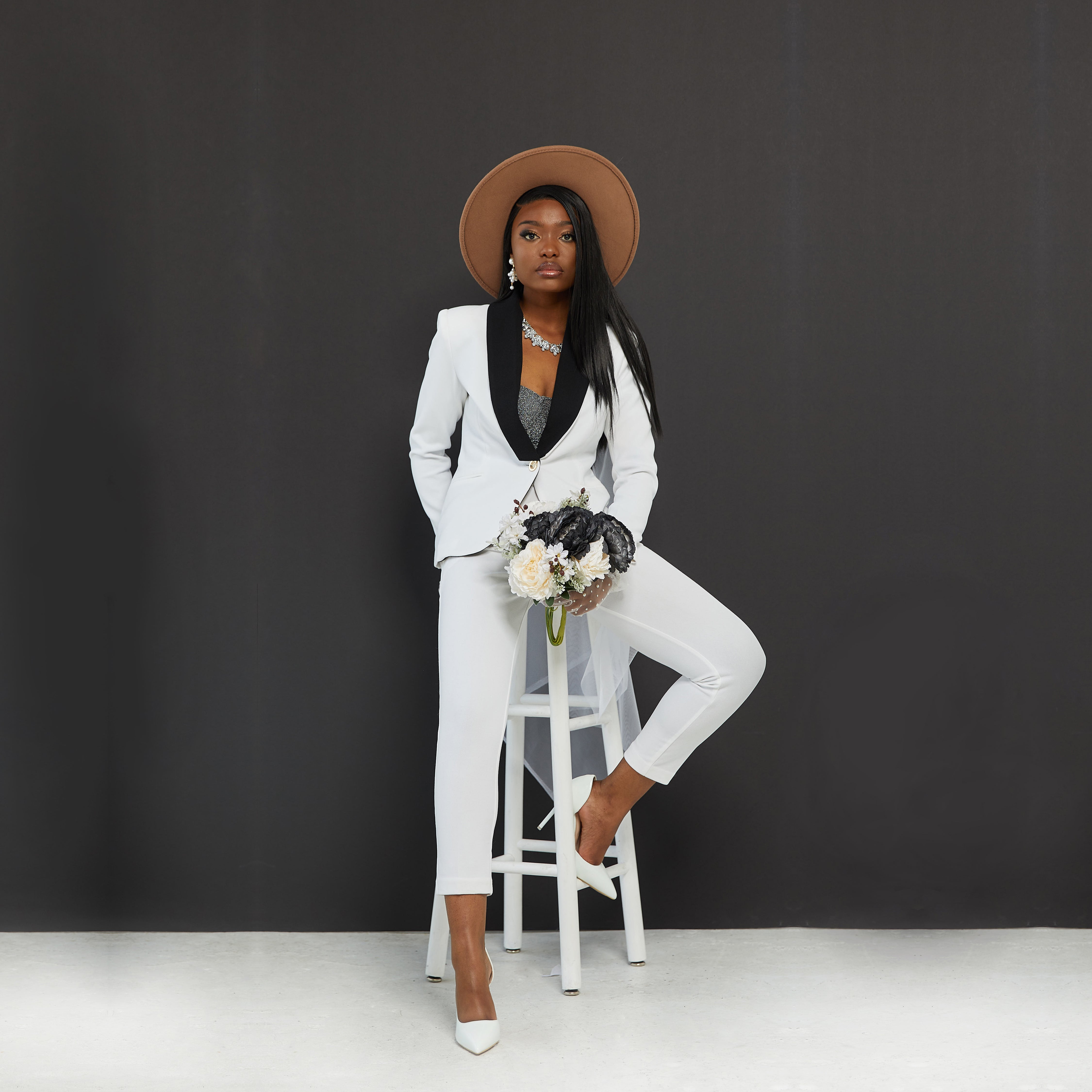 White women’s suit set — Rebellious stretch crepe