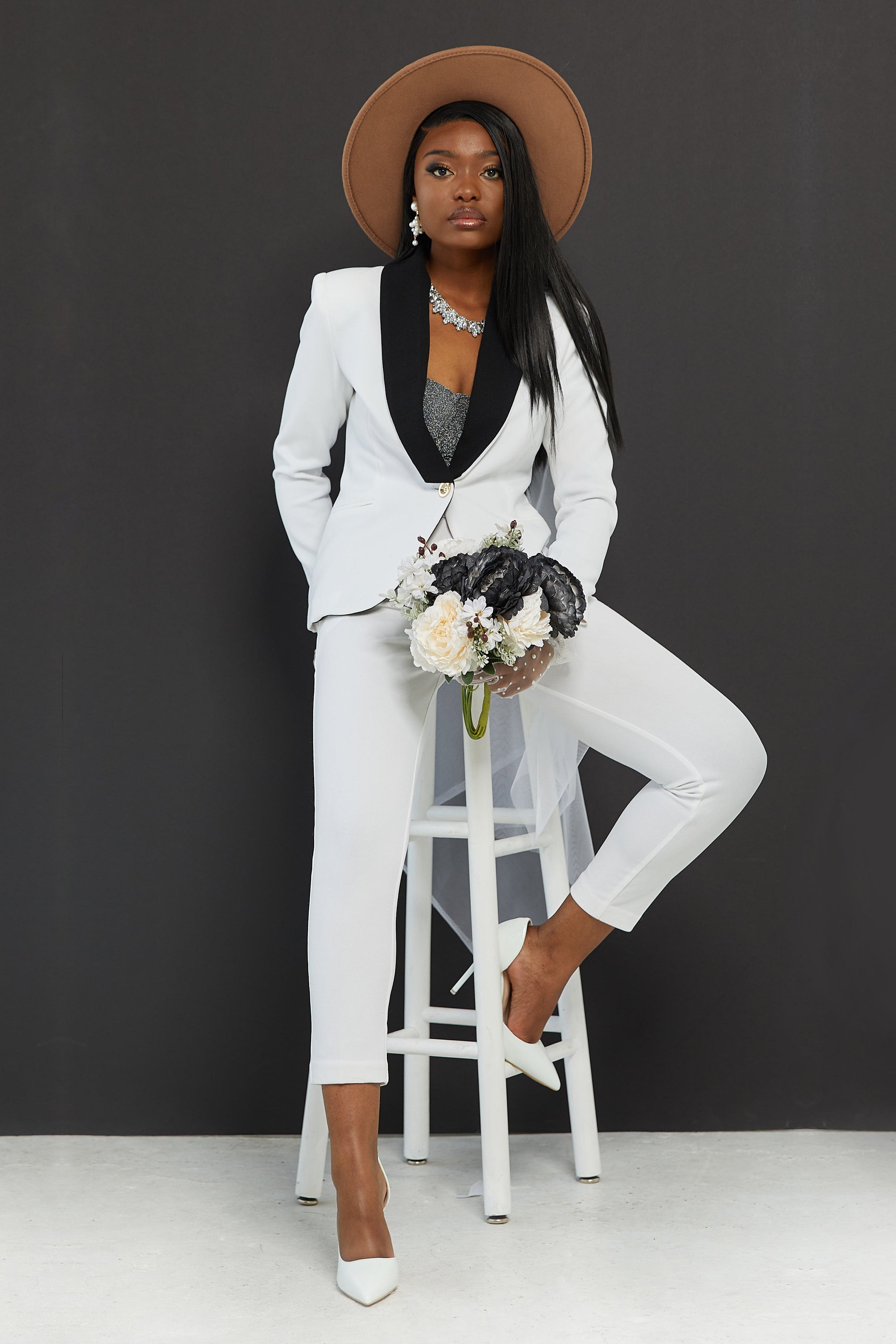 White women’s suit set — Rebellious stretch crepe