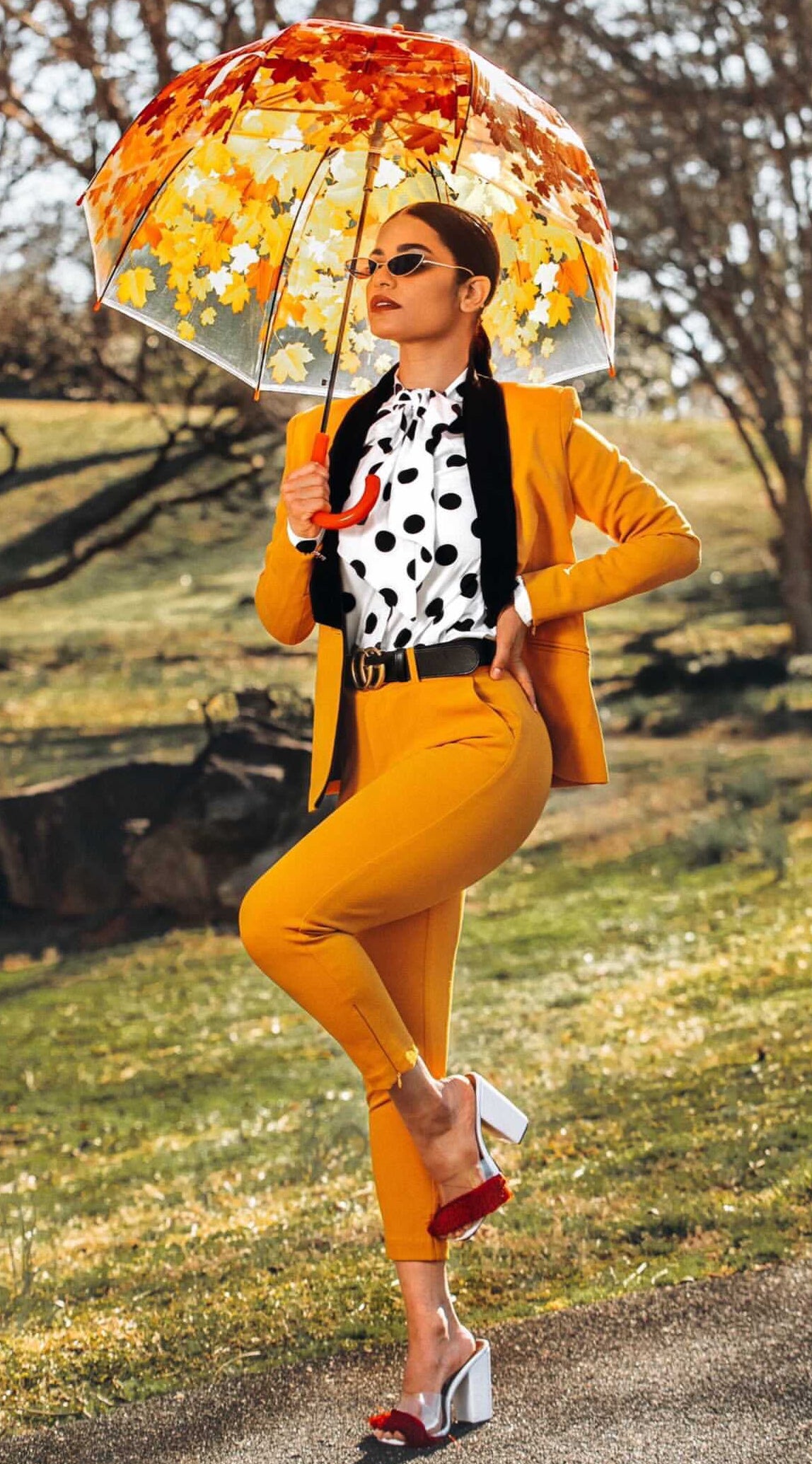 Mustard gold/yellow women’s suit set — Rebellious stretch crepe