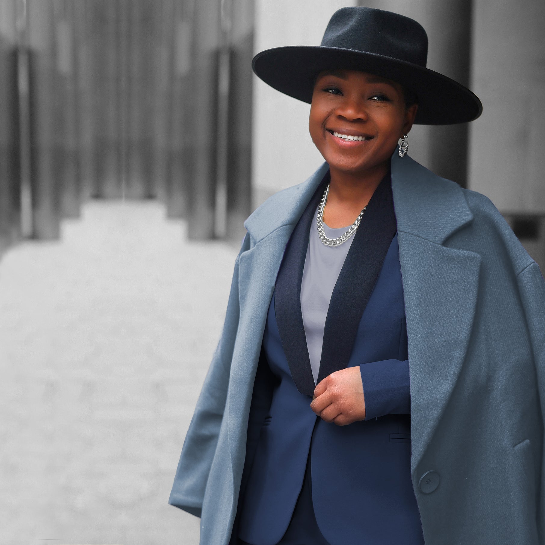 Ocean Blue women’s suit set — Rebellious stretch crepe