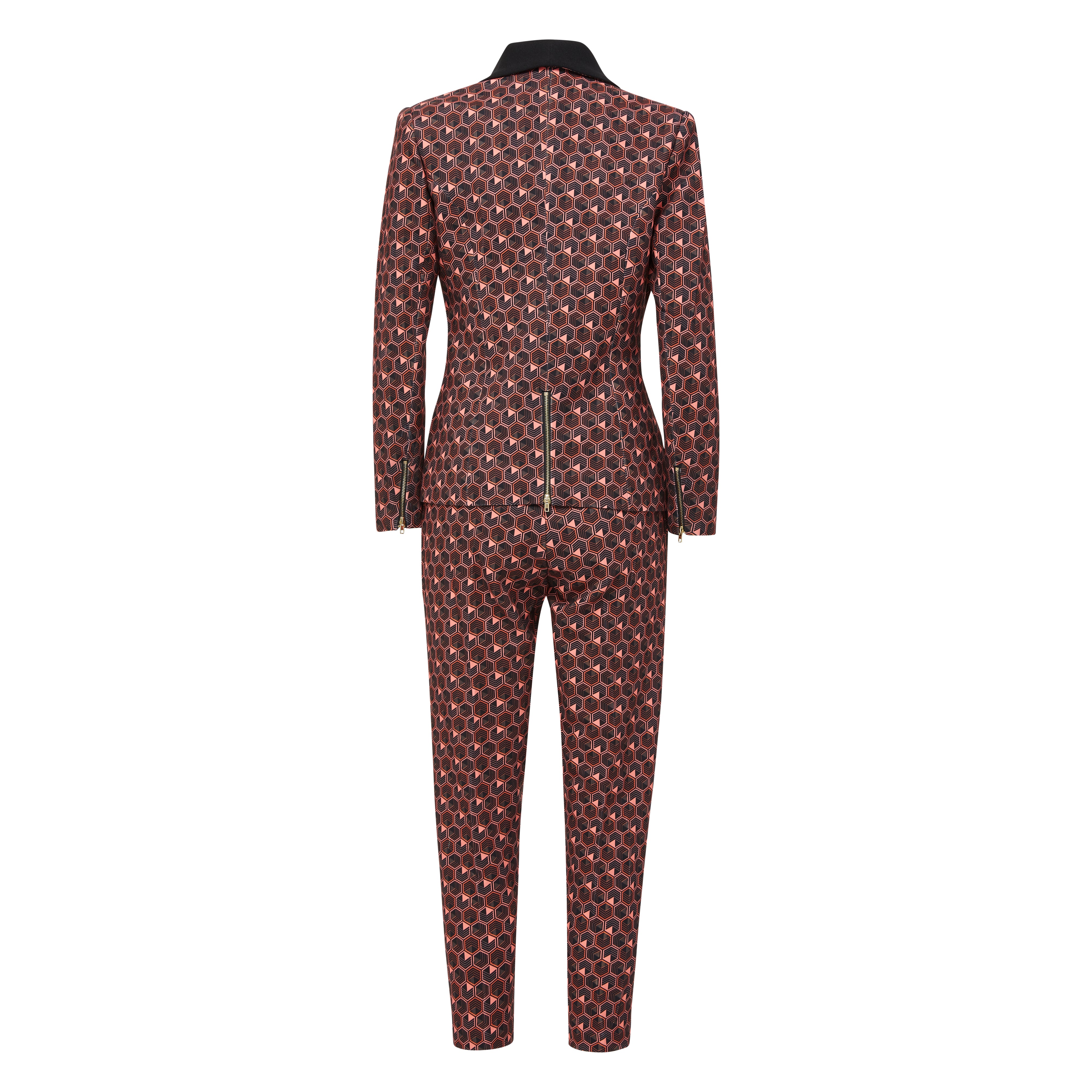 Coral Pink women’s suit set — Rebellious patterned stretch