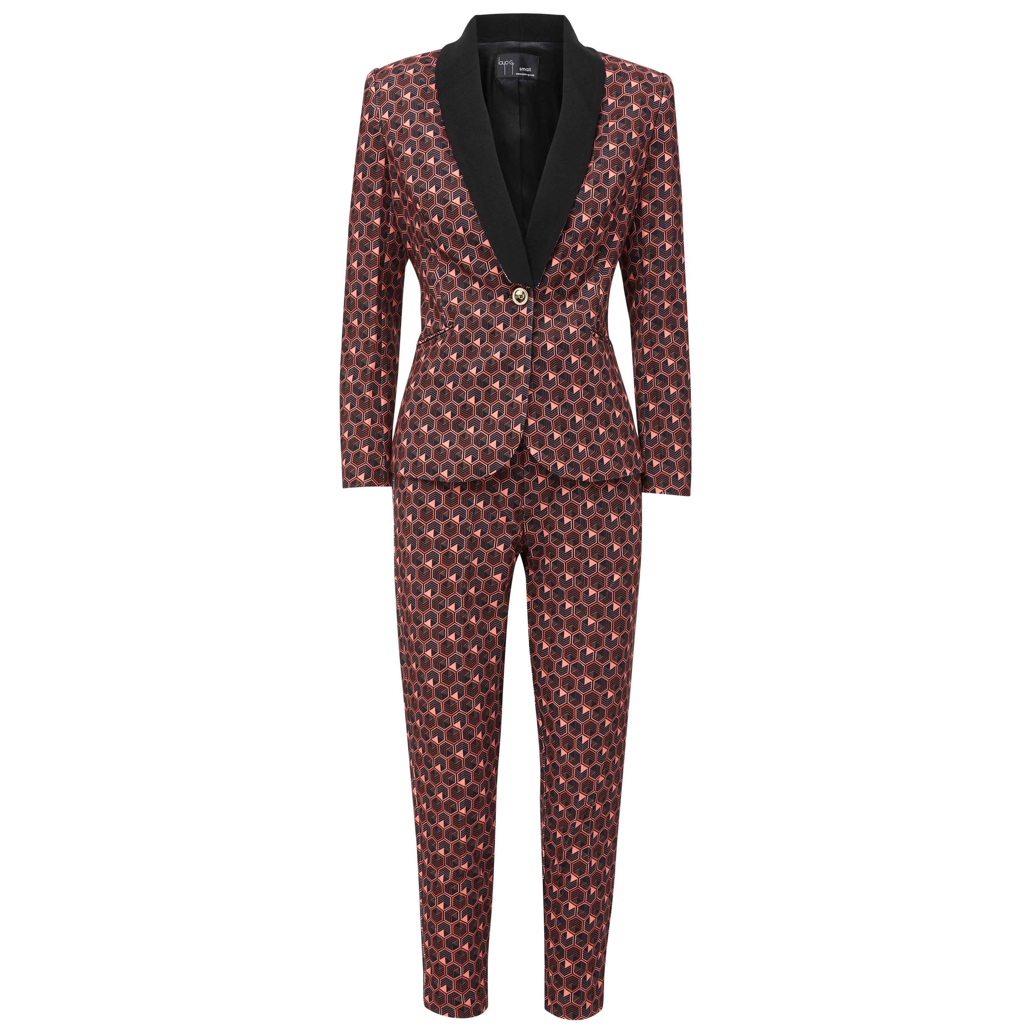 Coral Pink women’s suit set — Rebellious patterned stretch