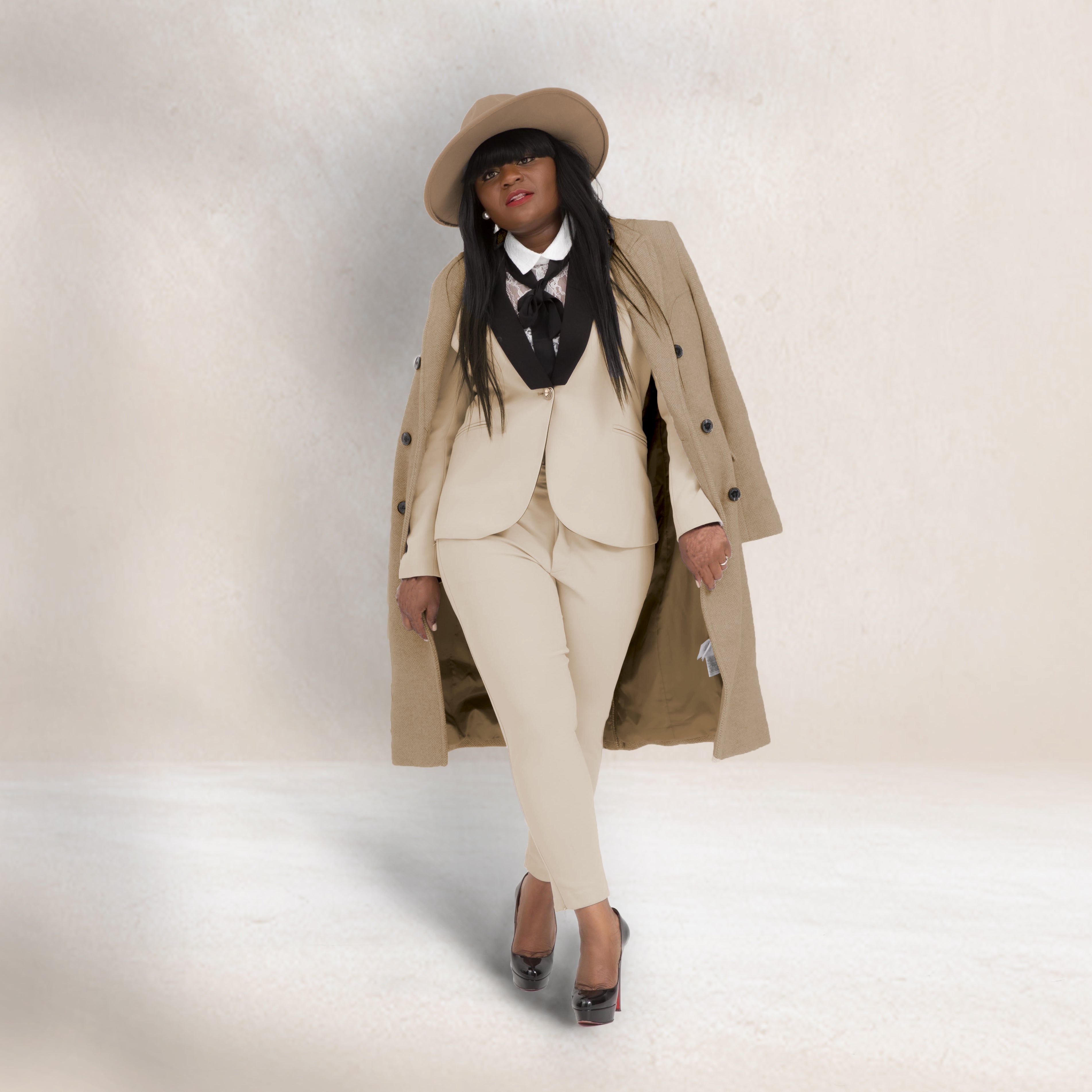 Caramel Brown women’s suit set — Rebellious stretch