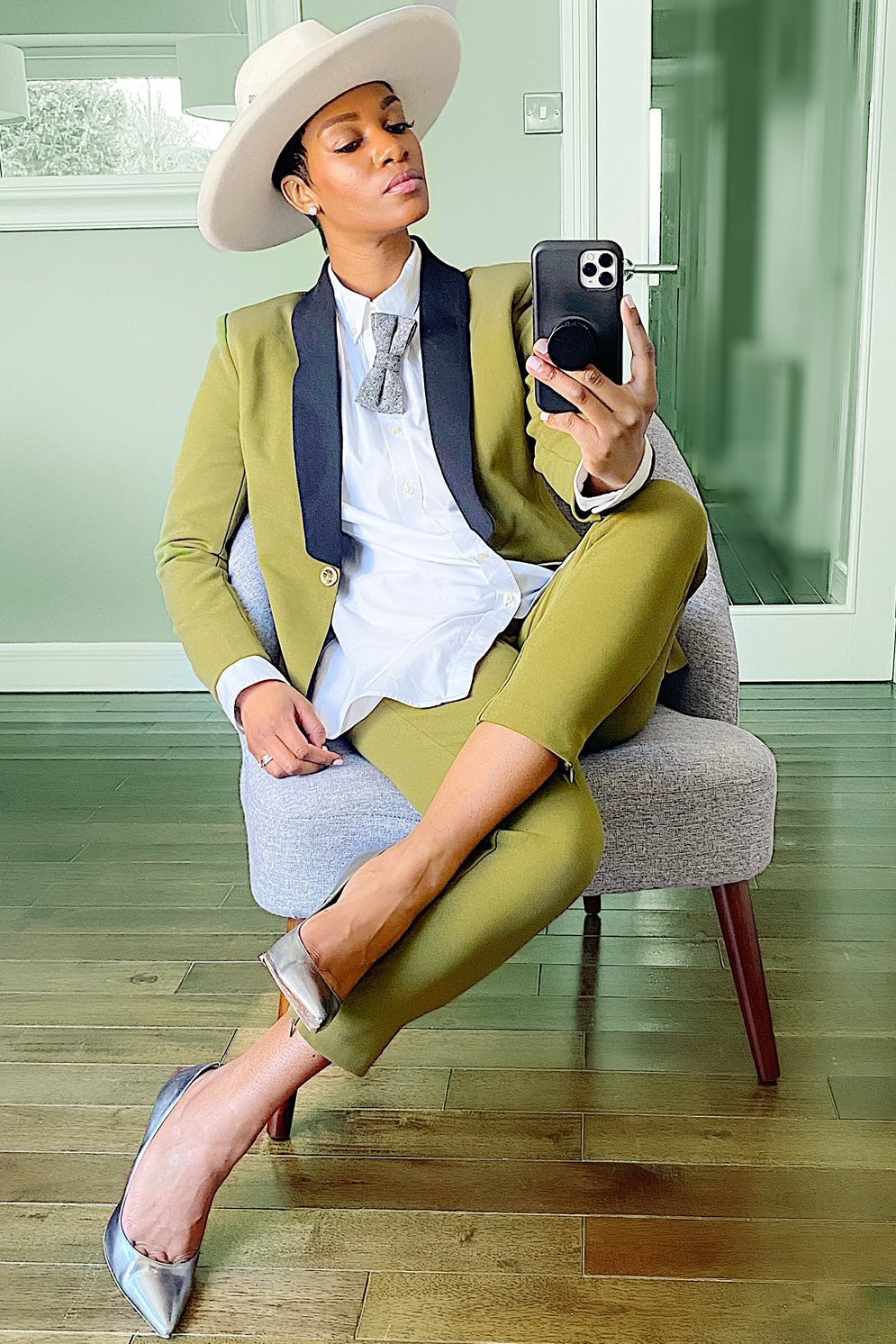 Olive Green women’s suit set — Rebellious stretch crepe