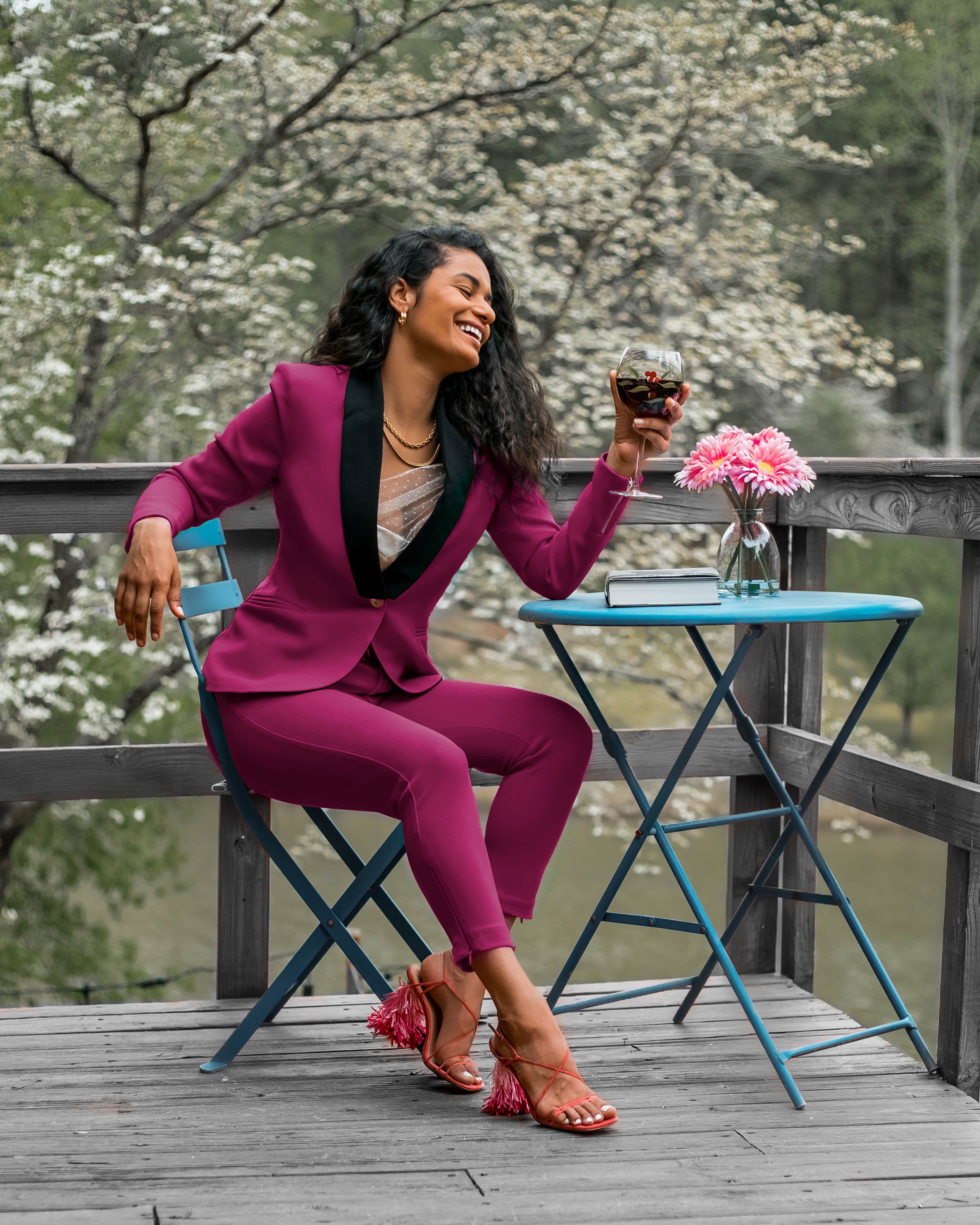 Fuchsia Pink women’s suit set — Rebellious tailored crepe
