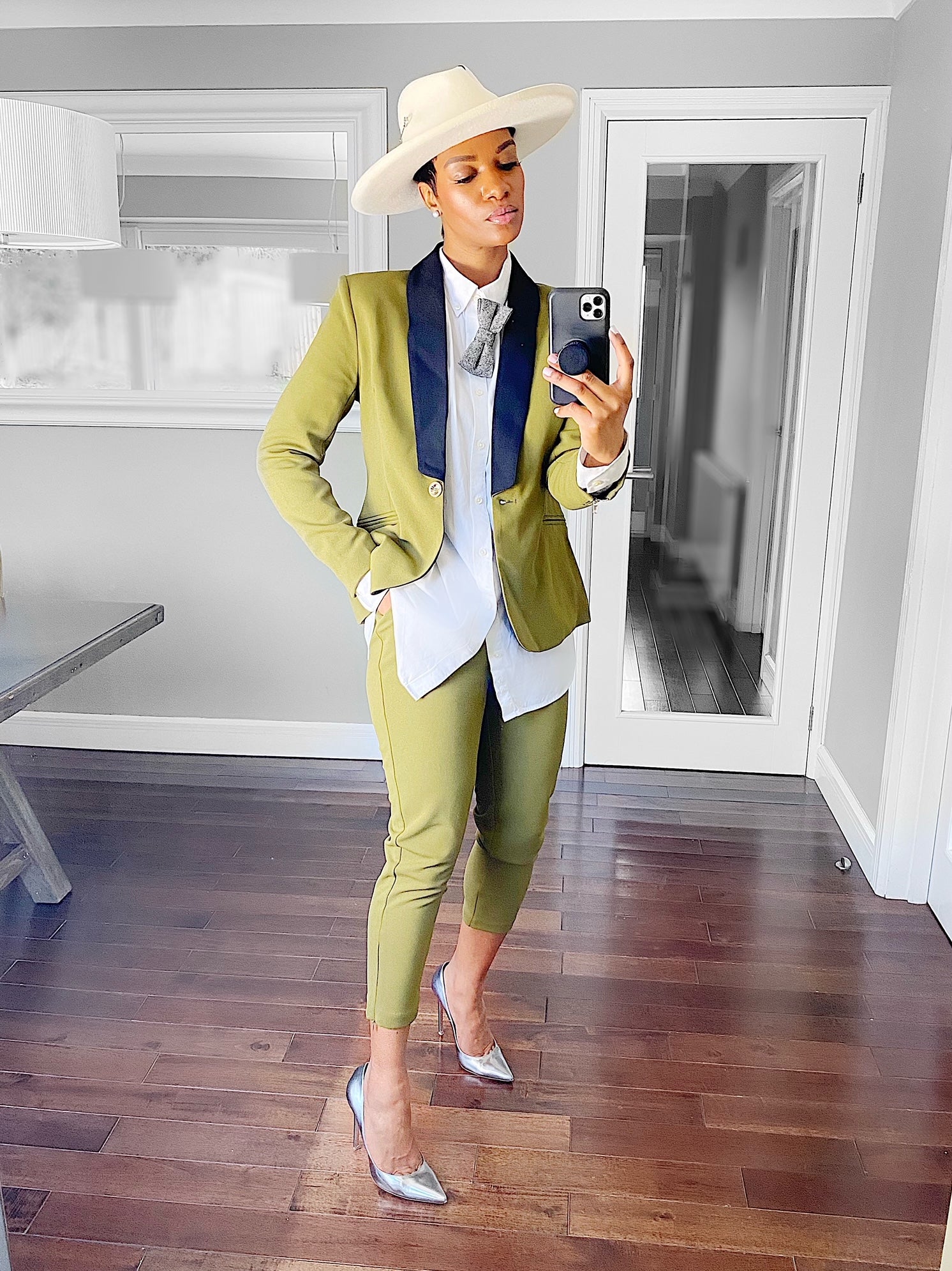 Olive Green women’s suit set — Rebellious stretch crepe