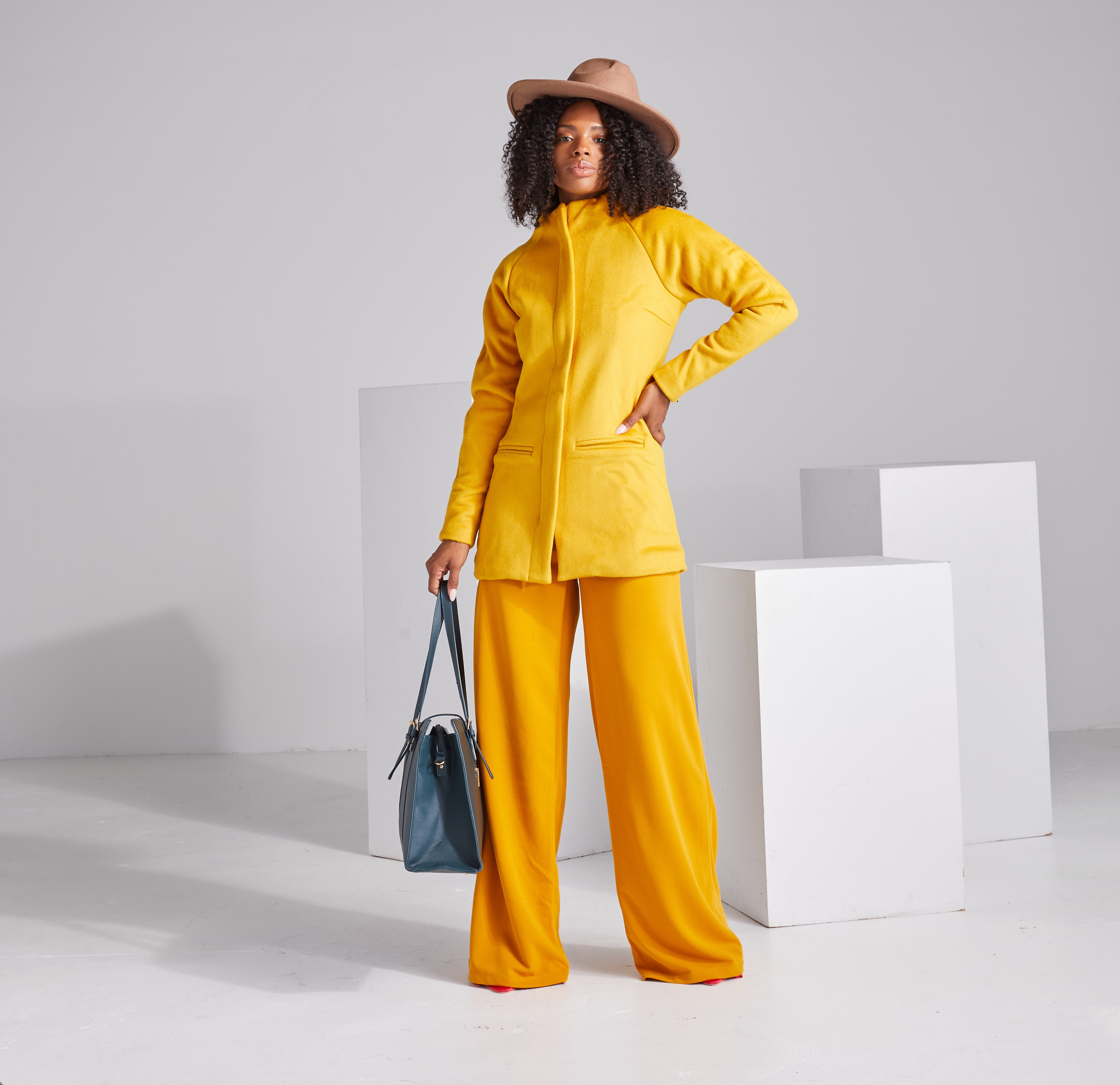 Lady Boss Coat - Mustard Gold