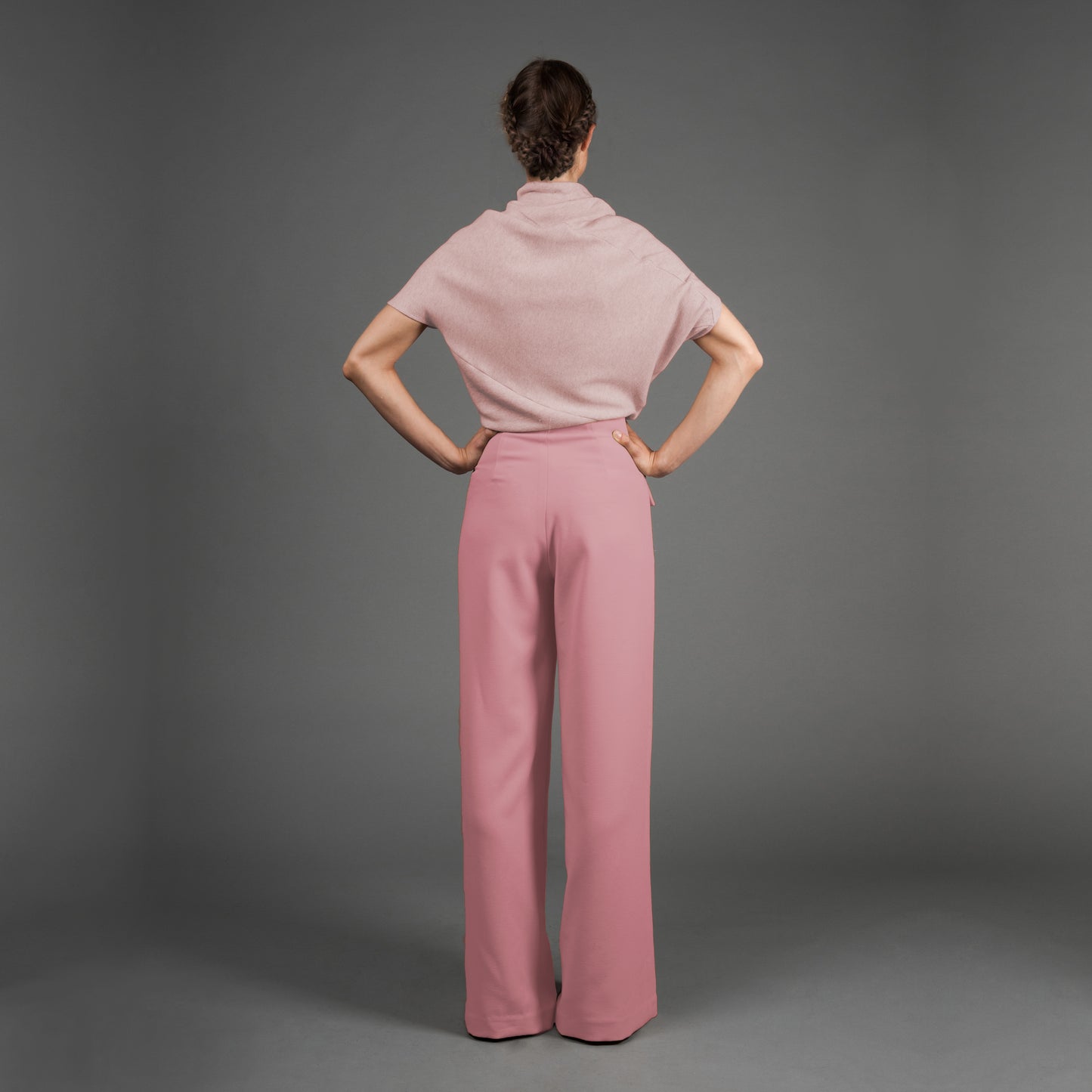 Wide Leg Stretch Pants - Blush