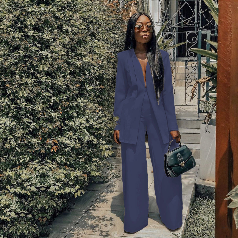 Wide-leg dress pants — Ocean blue