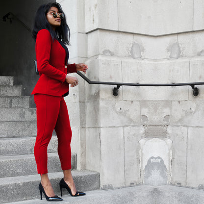 A Rebellious Leggings Suit Set - Crimson