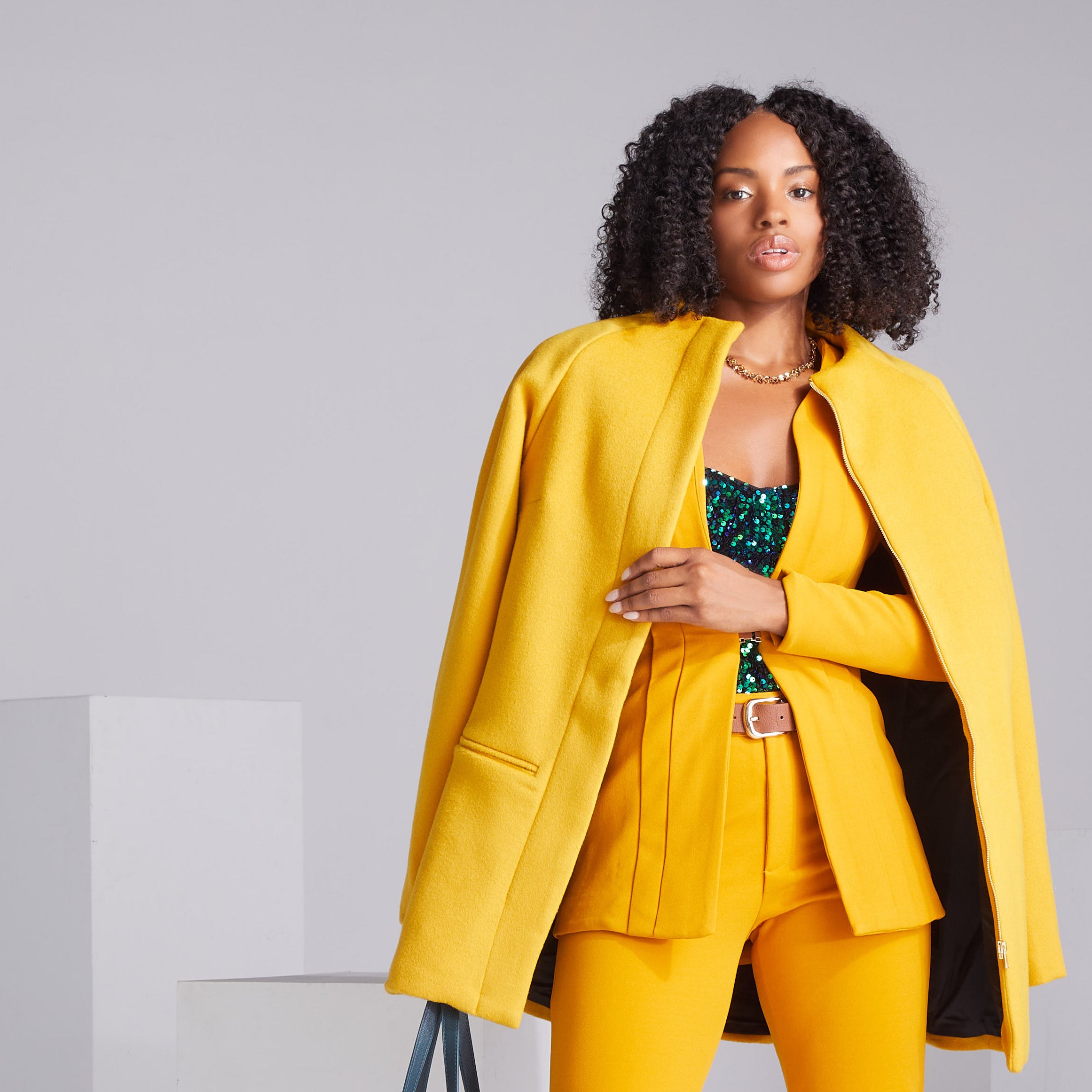 Lady Boss Coat - Mustard Gold
